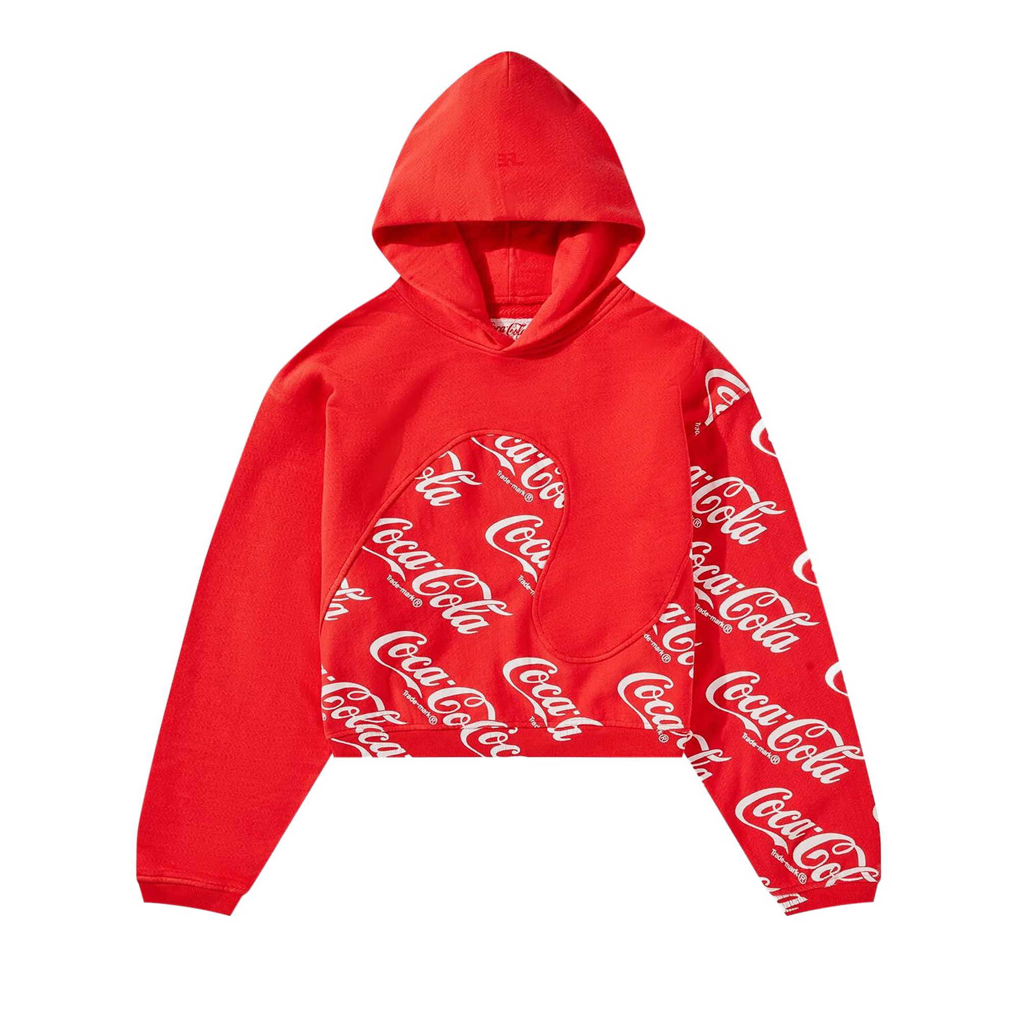Pre-owned Erl Coca Cola Swirl Hoodie 'red'