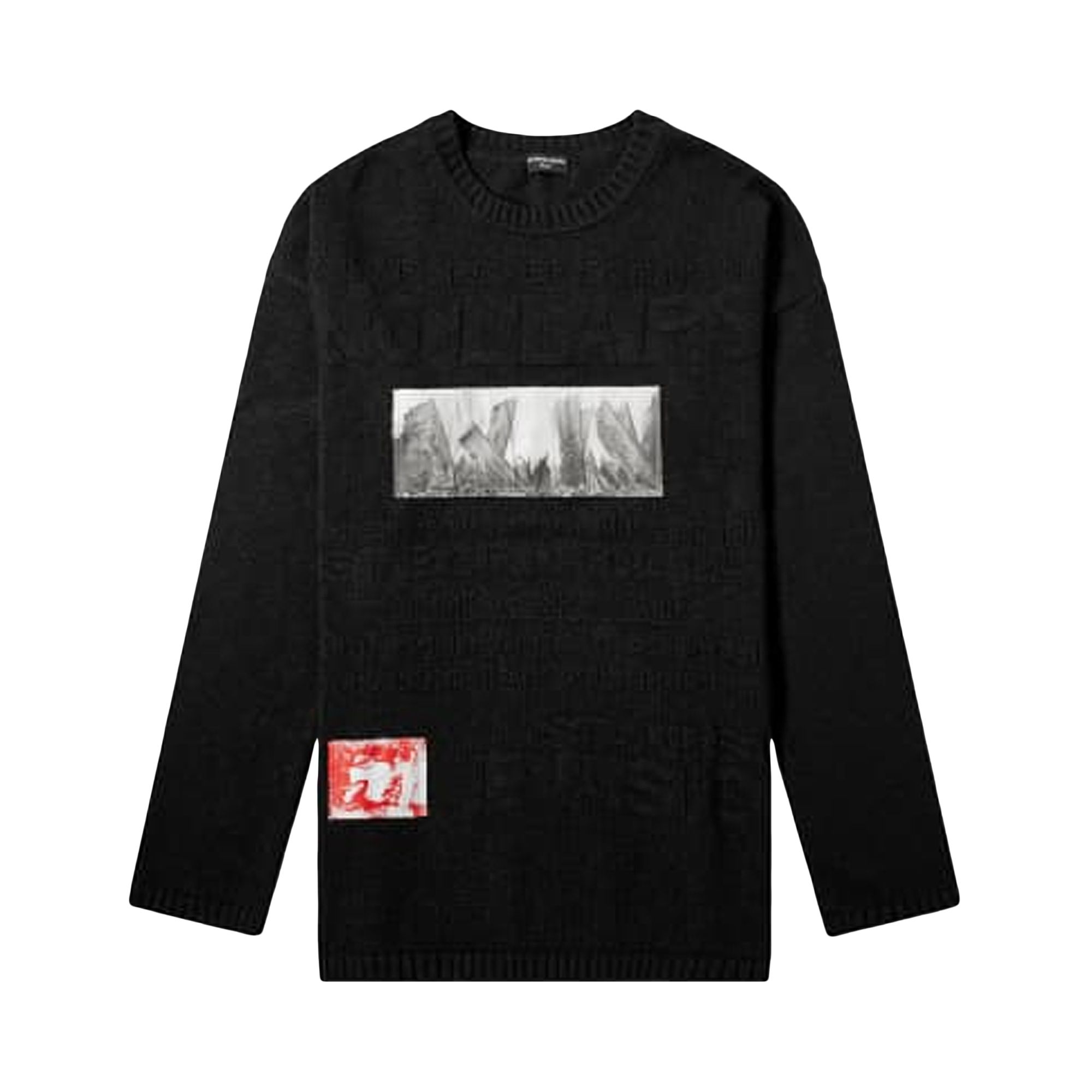 Pre-owned Raf Simons Redux Teenage Riot Appliqué Cotton Sweater 'black' | Men's Size M