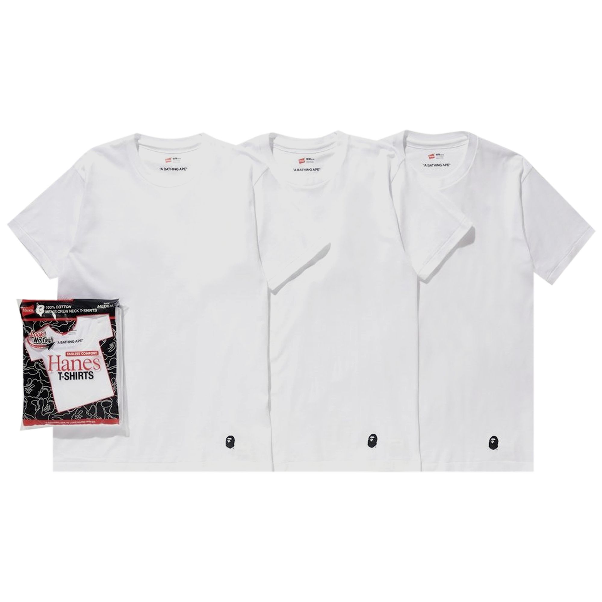 BAPE x Hanes3P T-Shirts 'White' | Men's Size M
