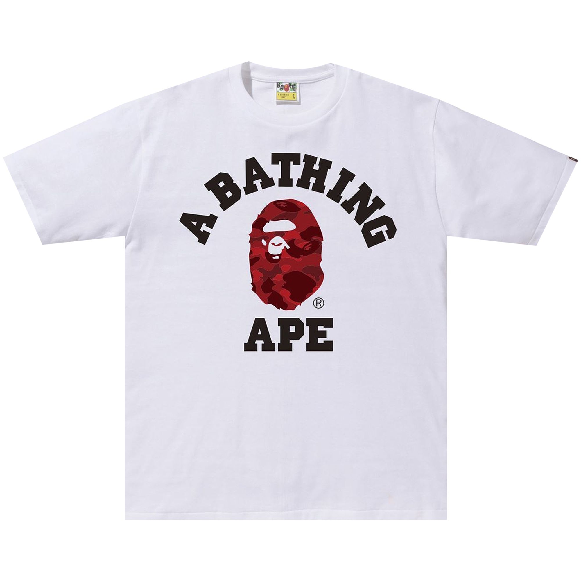 BAPE Color Camo College Tee 'White/Red' | Men's Size L
