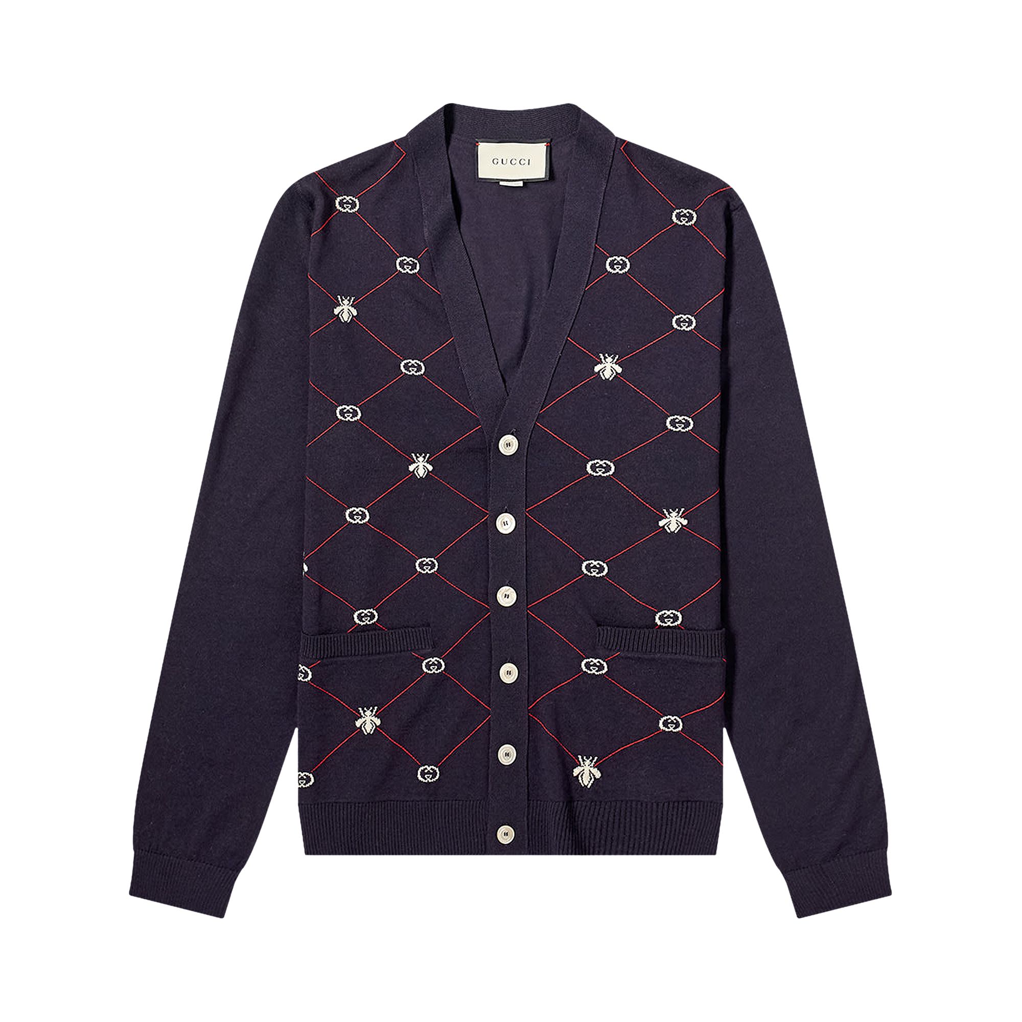 Pre-owned Gucci Wool Cardigan 'blue/multicolor' | Men's Size S
