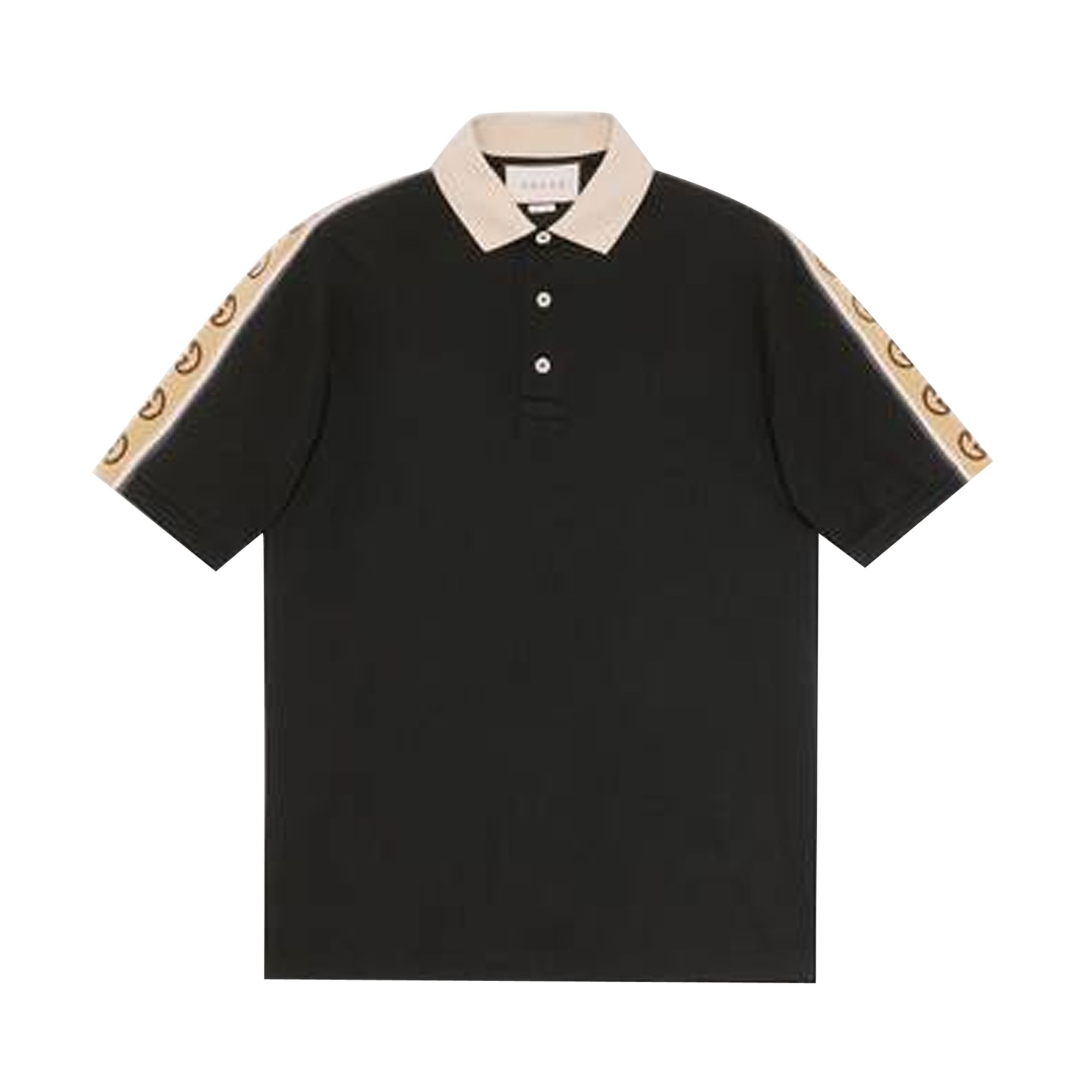 Pre-owned Gucci Piquet Polo With Interlocking G Stripe 'black/multicolor' | Men's Size M