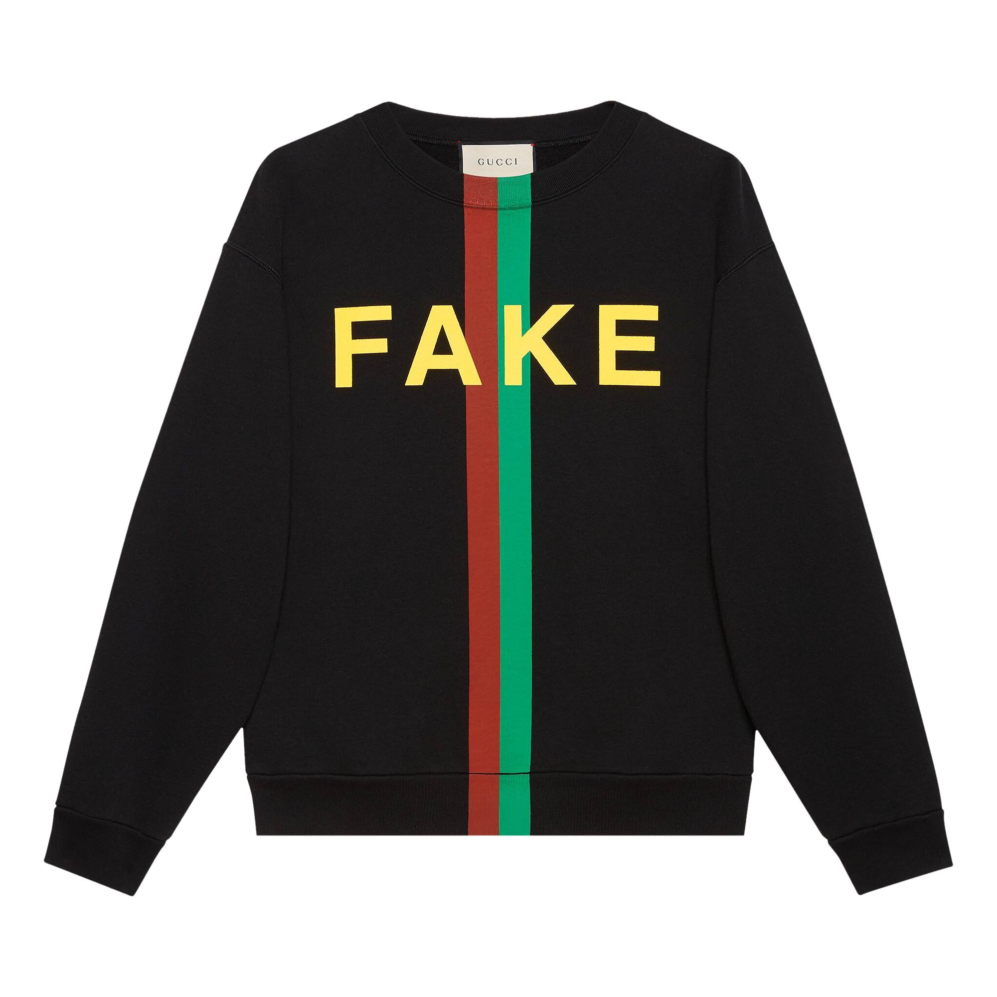 Pre-owned Gucci Fake/not Print Oversize Sweater 'black/multicolor' | Men's Size Xs