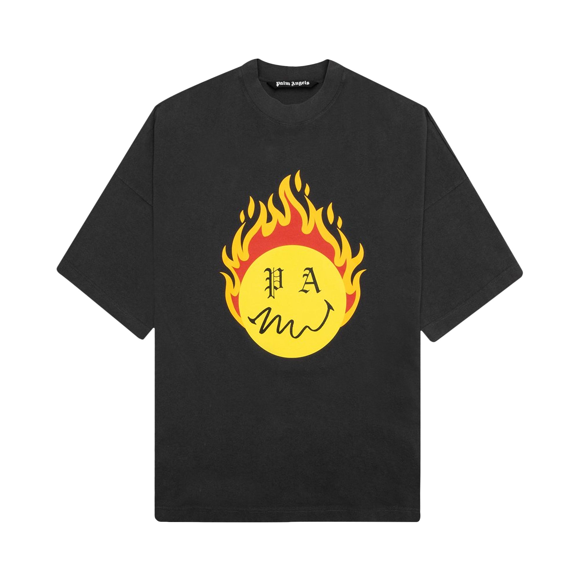 Palm Angels Burning Head Loose Tee 'Black/Yellow' | Men's Size M