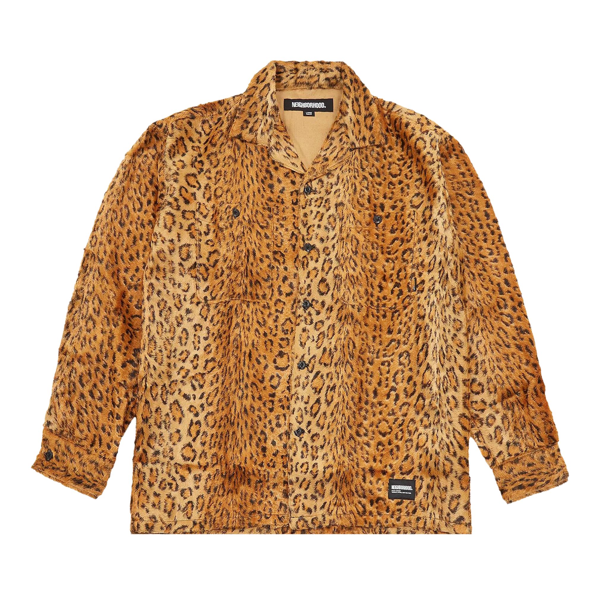 Pre-owned Neighborhood Leopard Fur Long-sleeve Shirt 'orange' In Multi-color