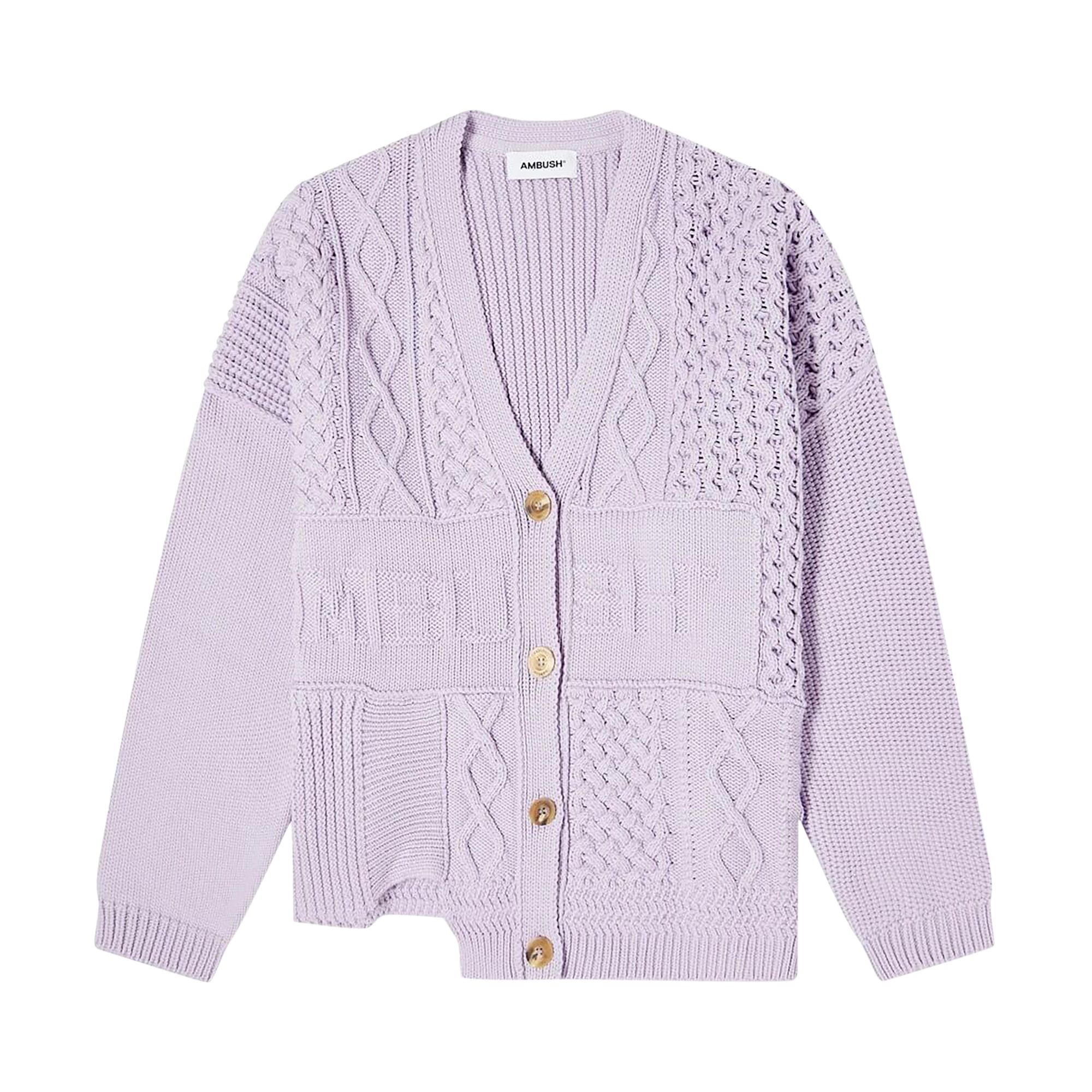 Pre-owned Ambush Patchwork Knit Cardigan 'lavender' | Purple | Women's Size Xs