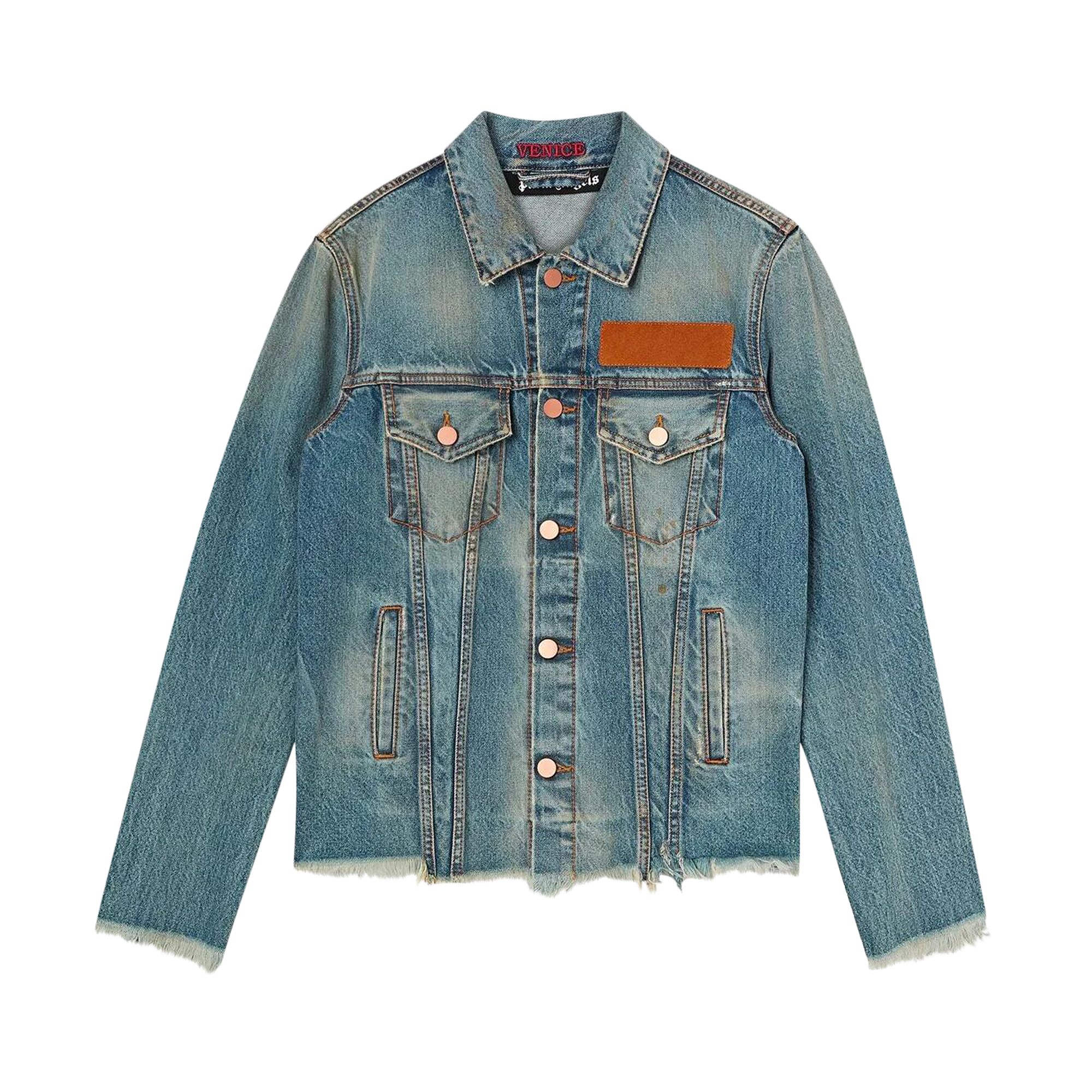 Pre-owned Palm Angels Palm Tree Embroidered Denim Jacket 'blue' | Men's Size Xxl