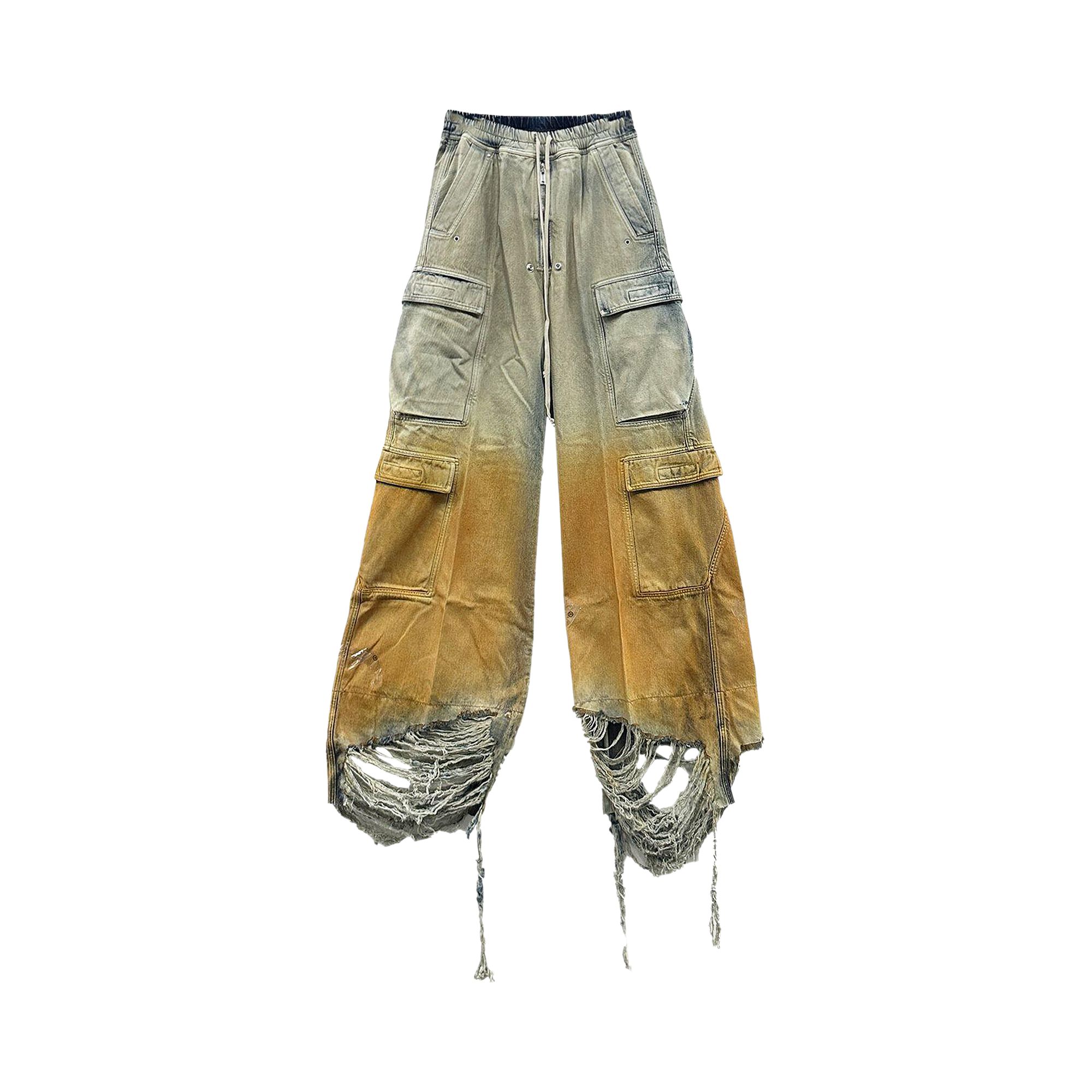 Pre-owned Rick Owens Drkshdw Denim Double Cargo Jumbo Pants 'sky/orange Degrade' | Blue | Men's Size M