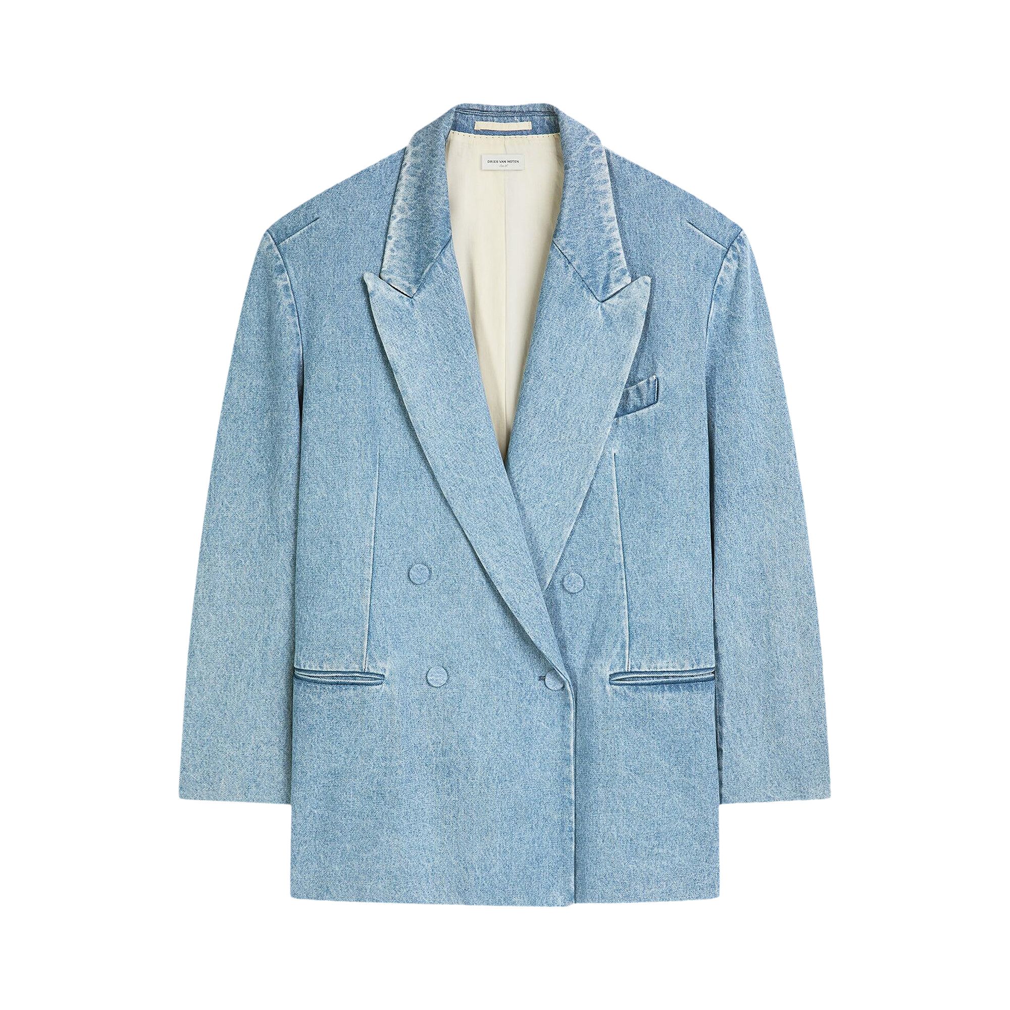 Pre-owned Dries Van Noten Oversized Denim Blazer 'light Blue' | Women's Size S