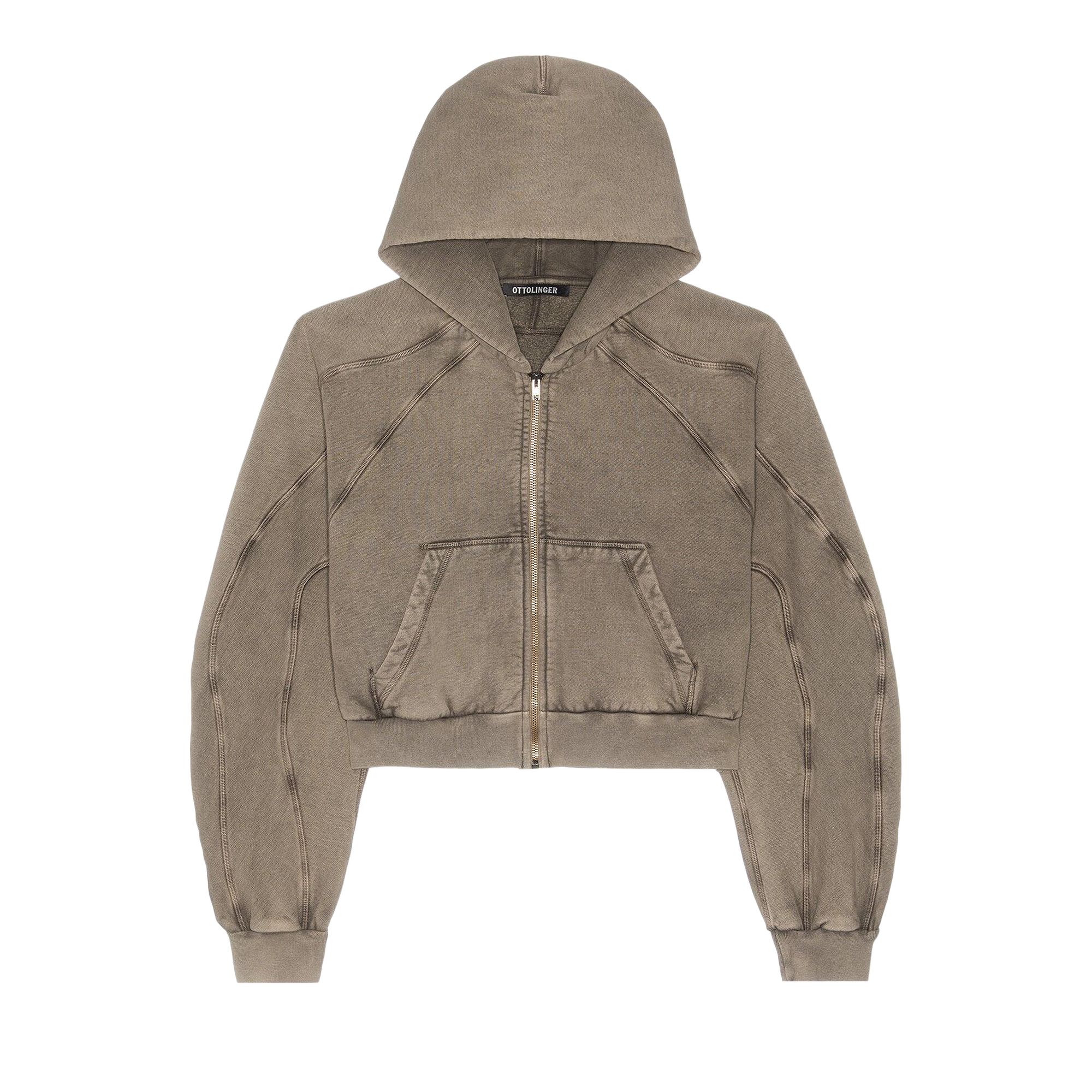 Pre-owned Ottolinger Multiline Zip Hoodie 'light Brown'