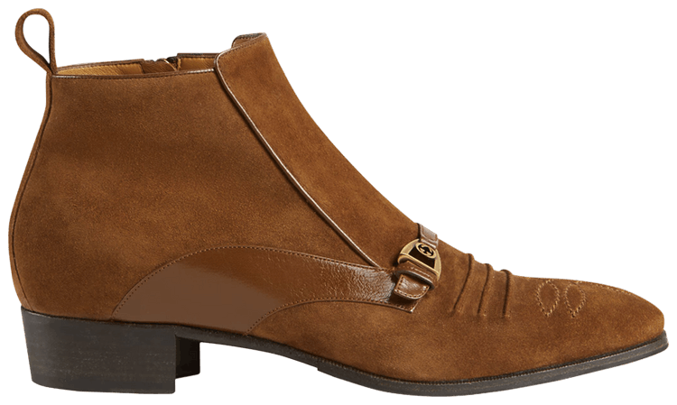 Gucci Moloch Suede Ankle Boot Brown