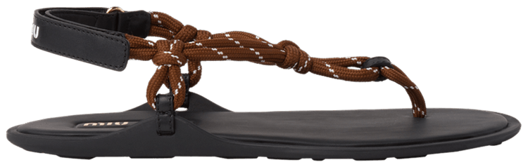 Miu Miu Wmns Riviere Cord Leather Sandal Tobacco