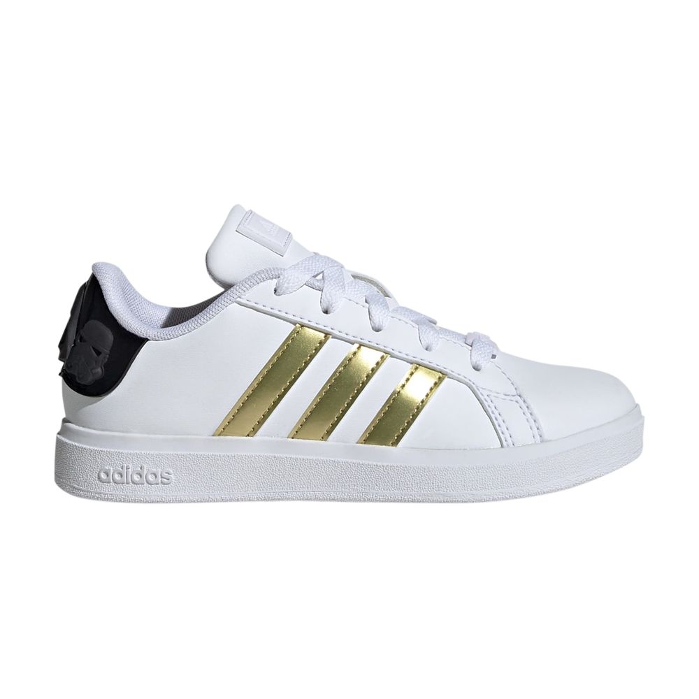 Pre-owned Adidas Originals Adidas Star Wars X Grand Court 2.0 K 'darth Vader And Storm Troopers - Gold' | White | Kid's Size 12