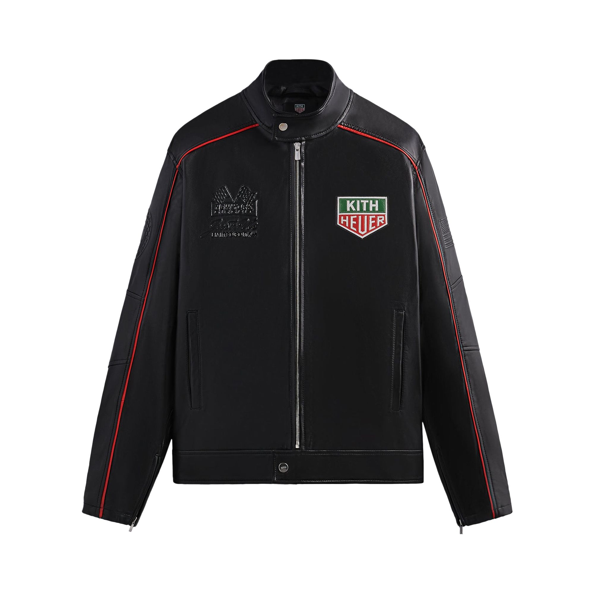 Pre-owned Kith X Tag Heuer Formula Leather Racing Jacket 'black' | Men's Size Xxl
