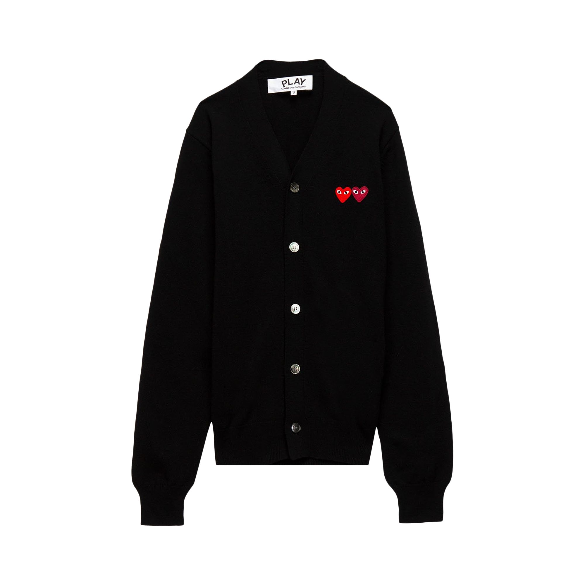 Pre-owned Comme Des Garçons Play Double Heart Cardigan 'black'