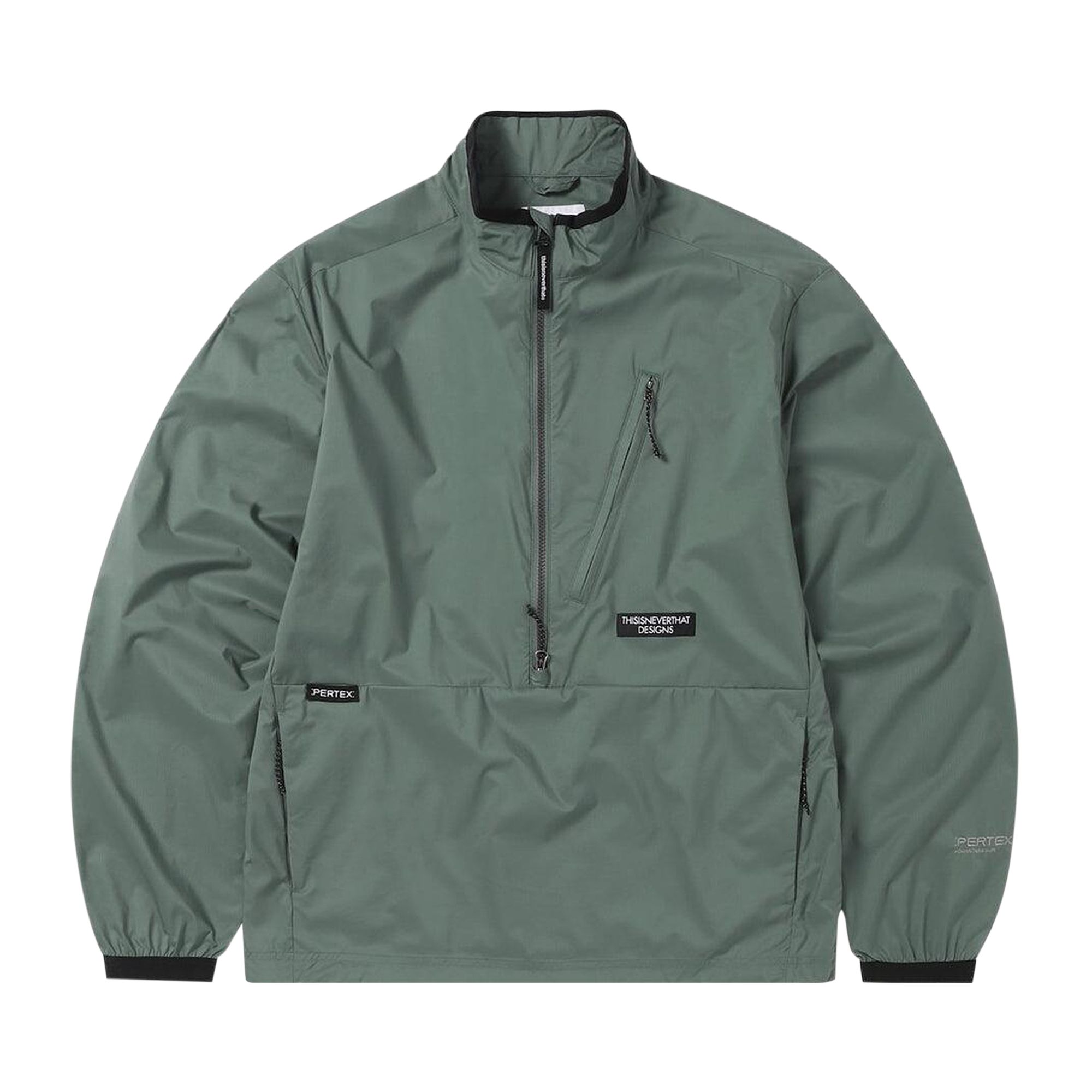 Pre-owned Thisisneverthat Pertex Qa Half Zip Pullover 'sage' | Green | Men's Size L