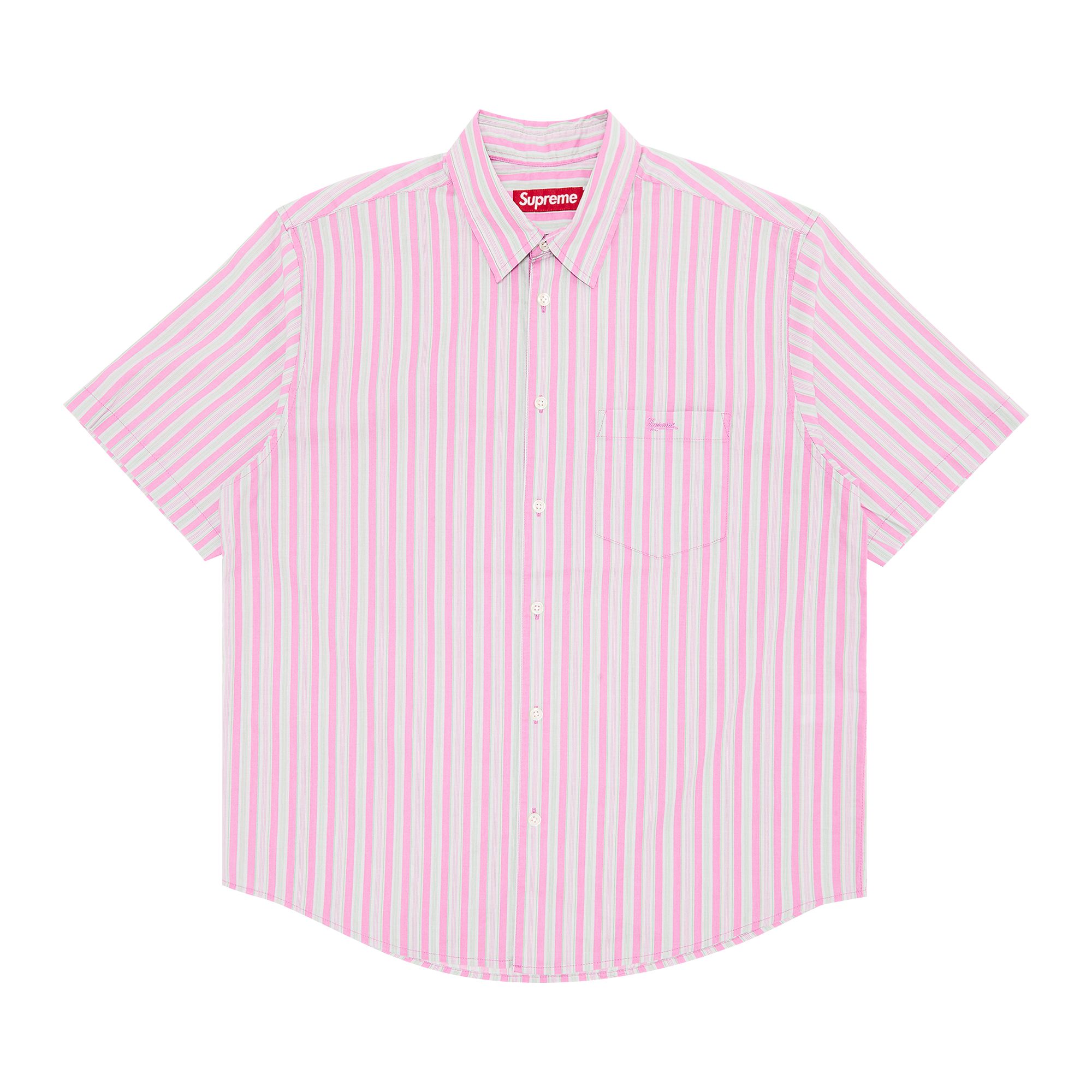 Supreme Loose Fit Multi Stripe Short-Sleeve Shirt 'Pink' | Men's Size M