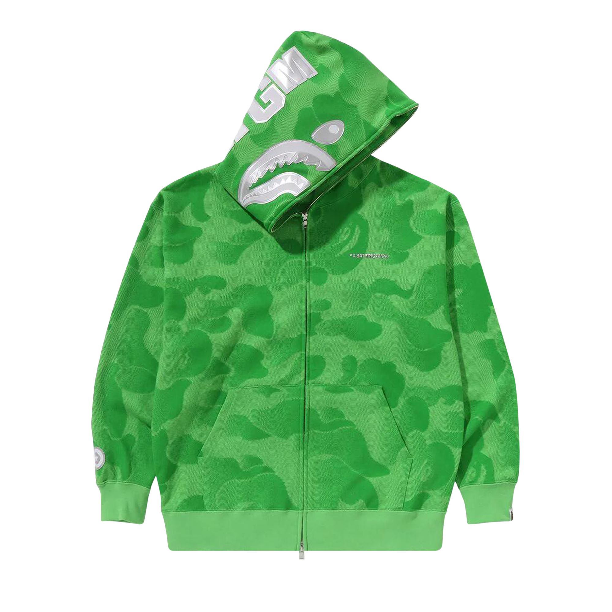BAPE Ink Camo Shark Zip Hoodie 'Green' | Men's Size L