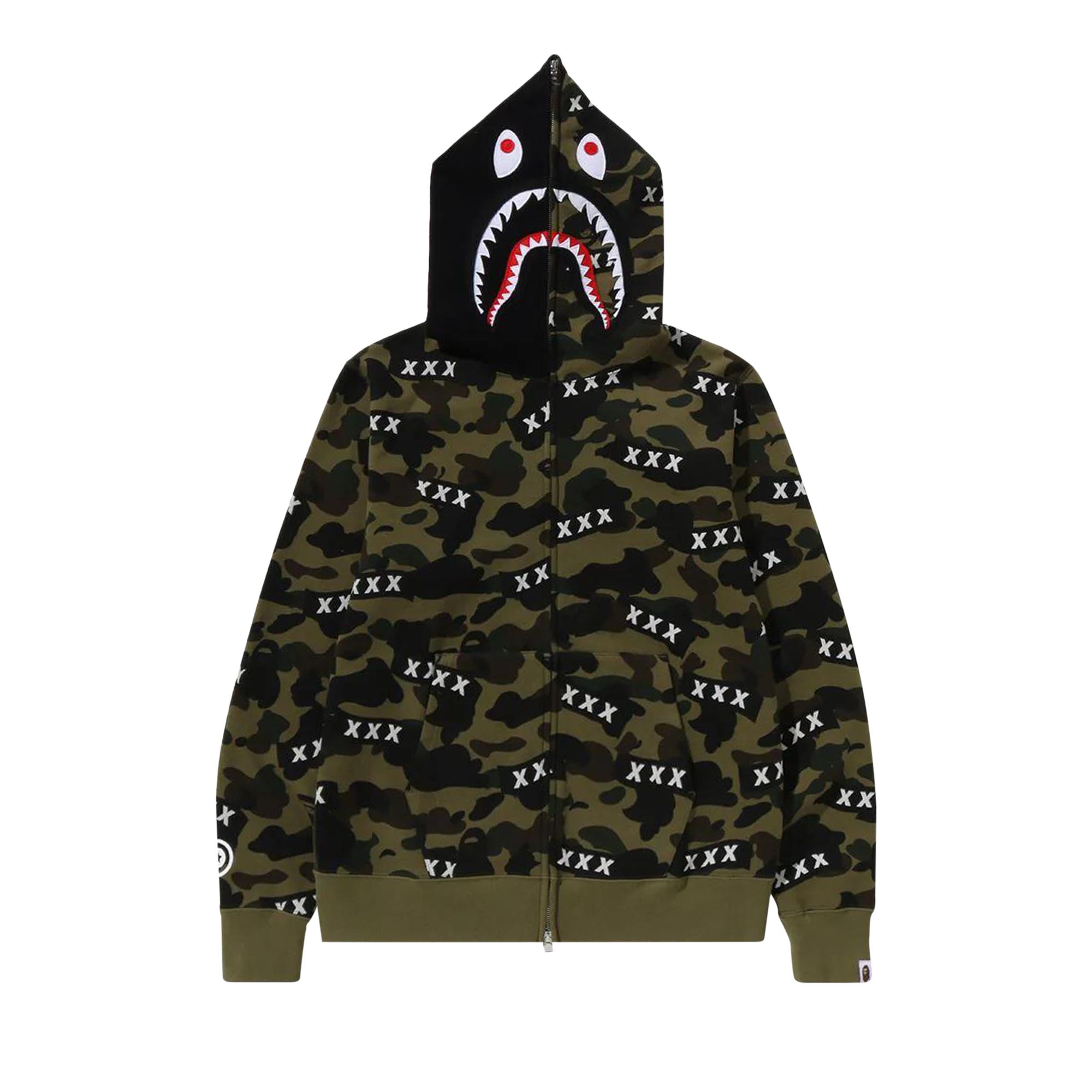 BAPE x God Selection XXX Shark Full Zip Hoodie 'Green' | Men's Size 2XL