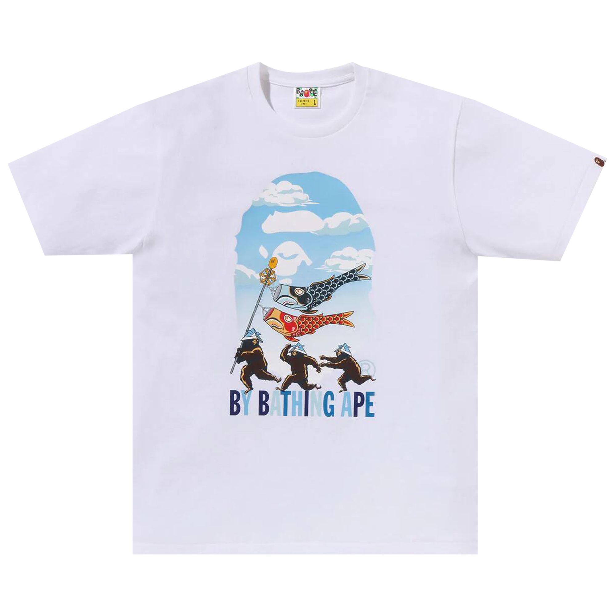 Pre-owned Bape Carp Streamer By Bathing Ape Tee 'white'