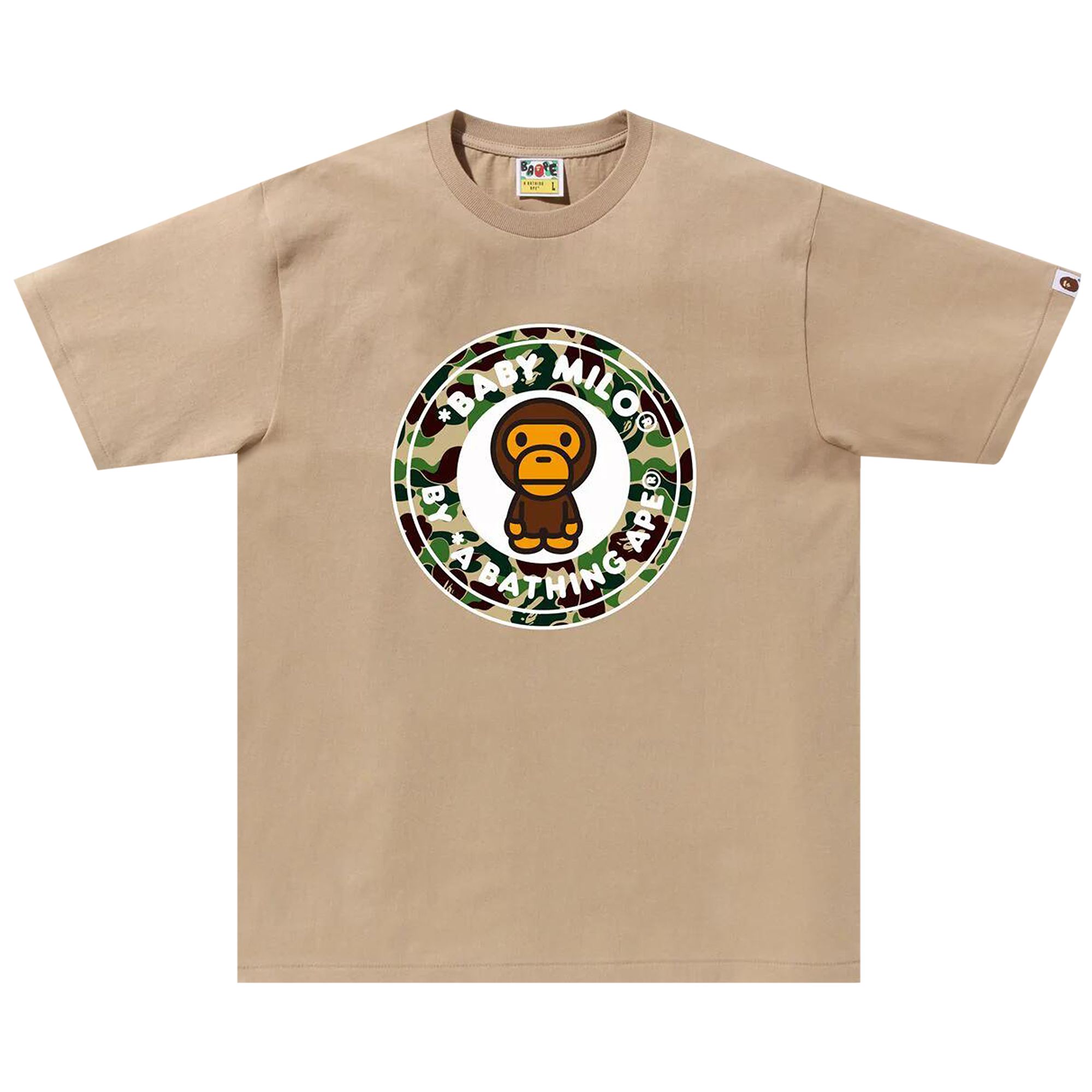 Pre-owned Bape Abc Camo Milo Busy Works Tee 'beige/green' In Tan
