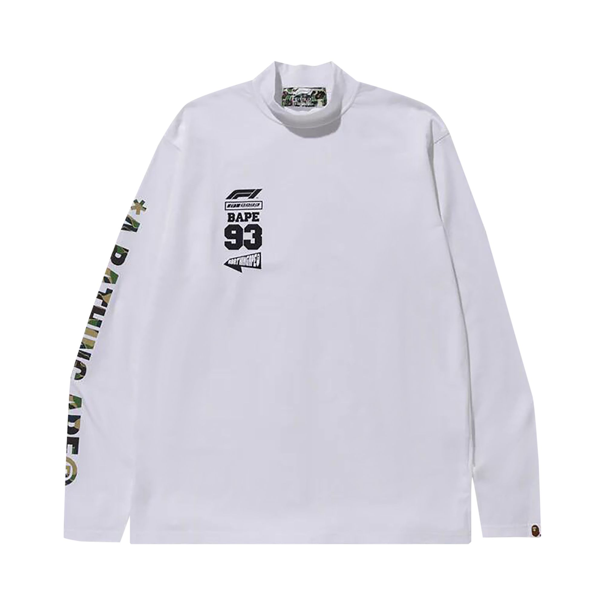 BAPE x F1 Mock Neck Long-Sleeve Tee 'White' | Men's Size 2XL