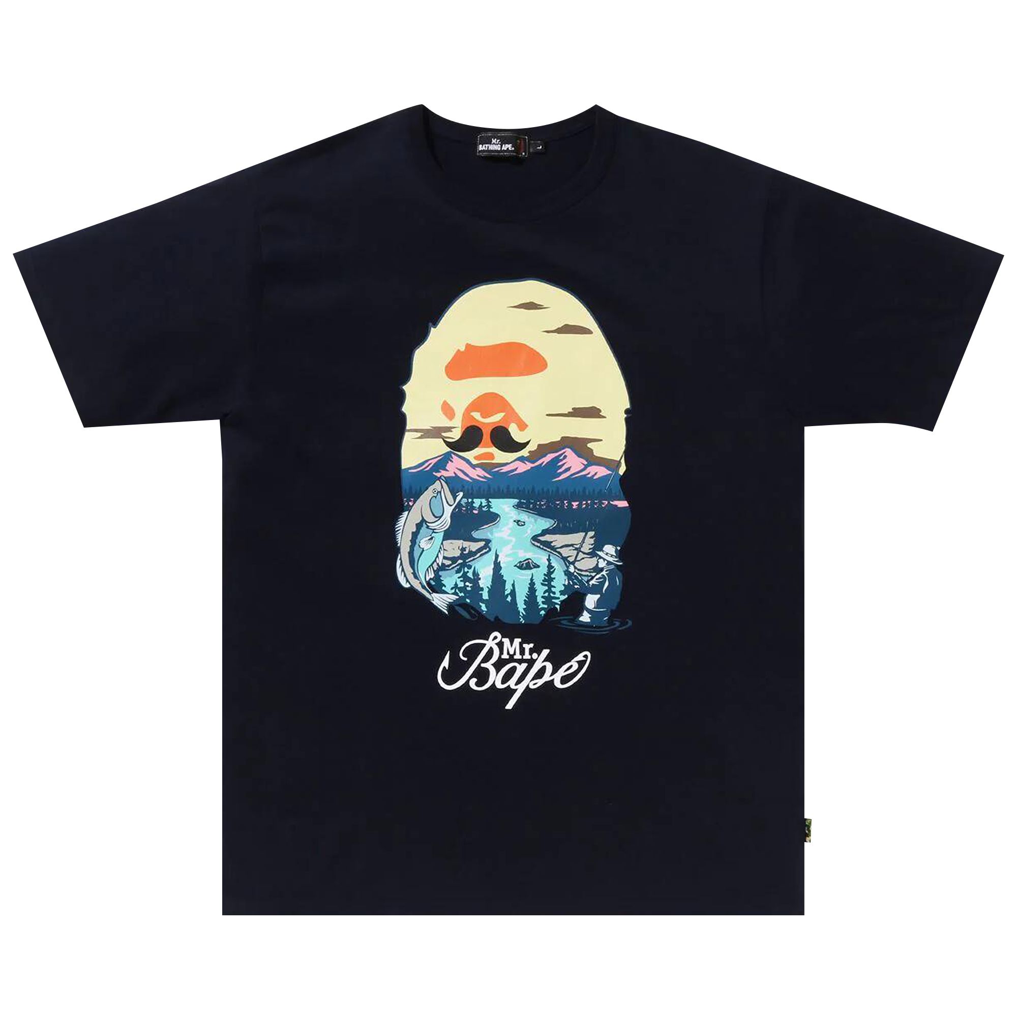 Pre-owned Bape Mr. Bathing Ape Head Wide Tee 'navy' | Blue | Men's Size M
