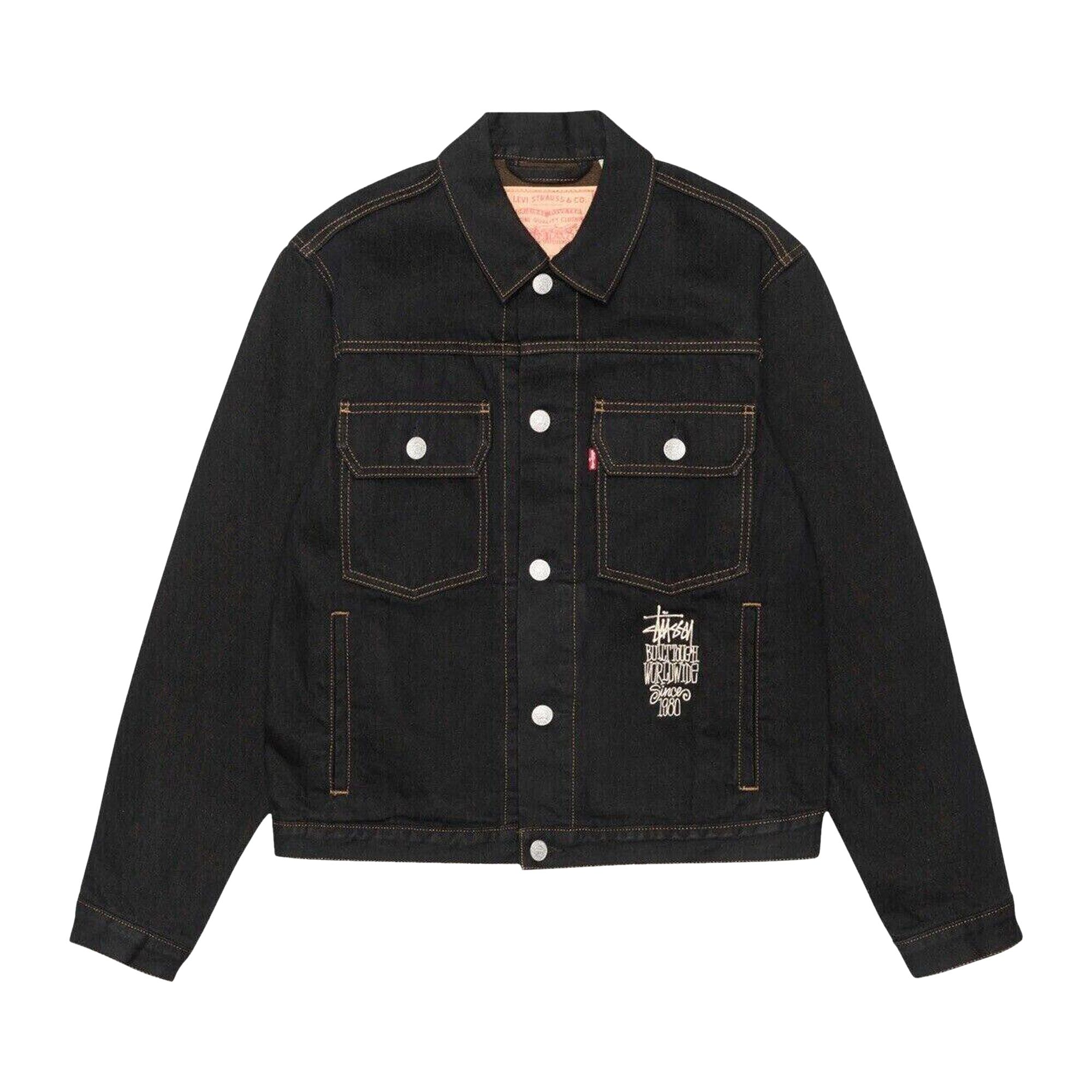 Pre-owned Stussy X Levi's Crispy Rinse Trucker Jacket 'black/brown'