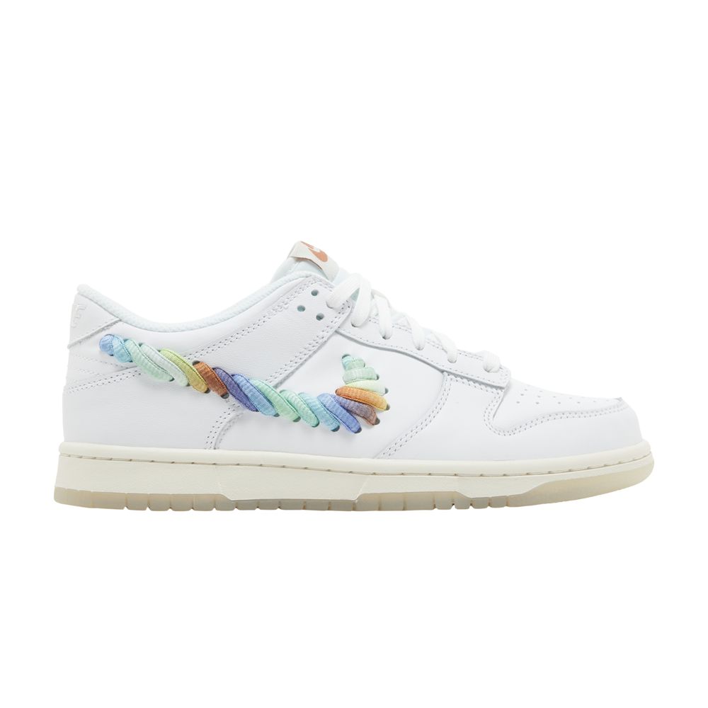 Pre-owned Nike Dunk Low Gs 'rainbow Lace Swoosh' | White | Kid's Size 7