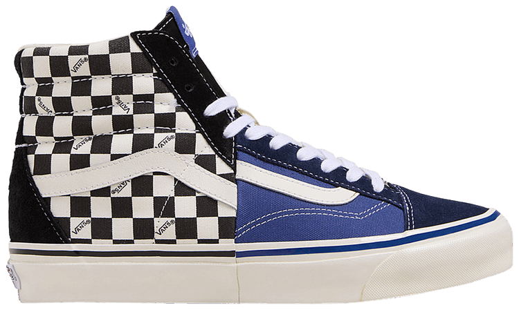 Blue checkered high top vans outlet