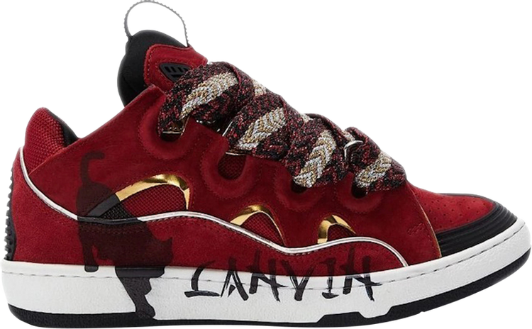 Lanvin Curb Sneakers Red Gold