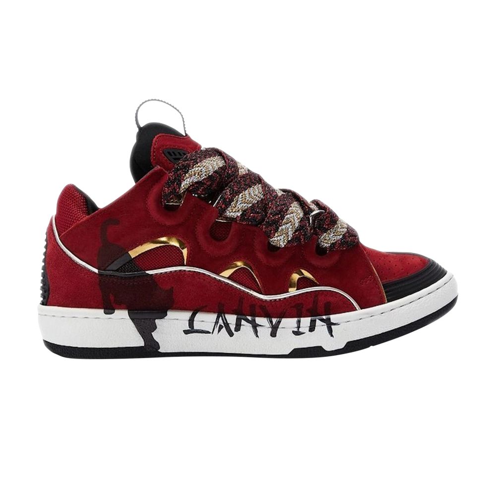 Pre-owned Lanvin Curb Sneakers 'red Gold' | Men's Size 45