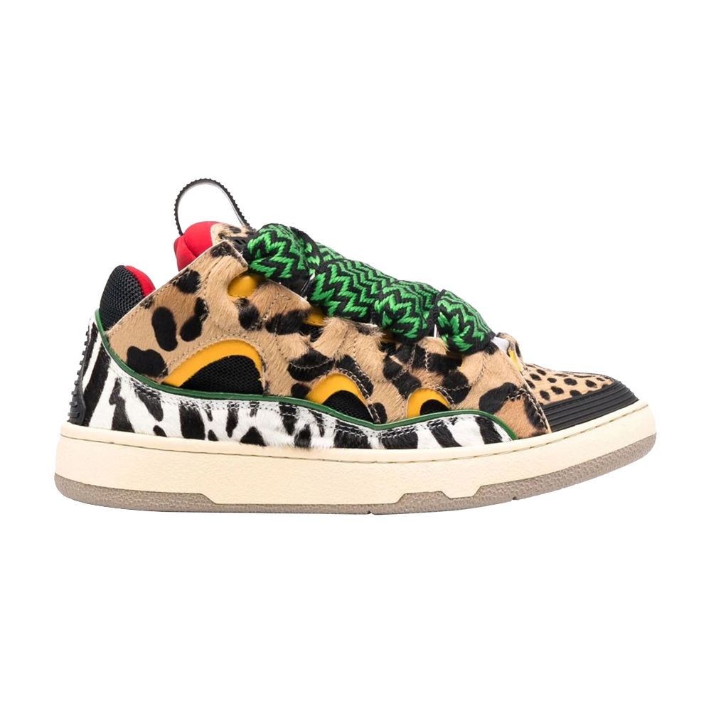 Pre-owned Lanvin Wmns Curb Sneakers 'animal Print - Black Yellow' | Cream | Women's Size 35