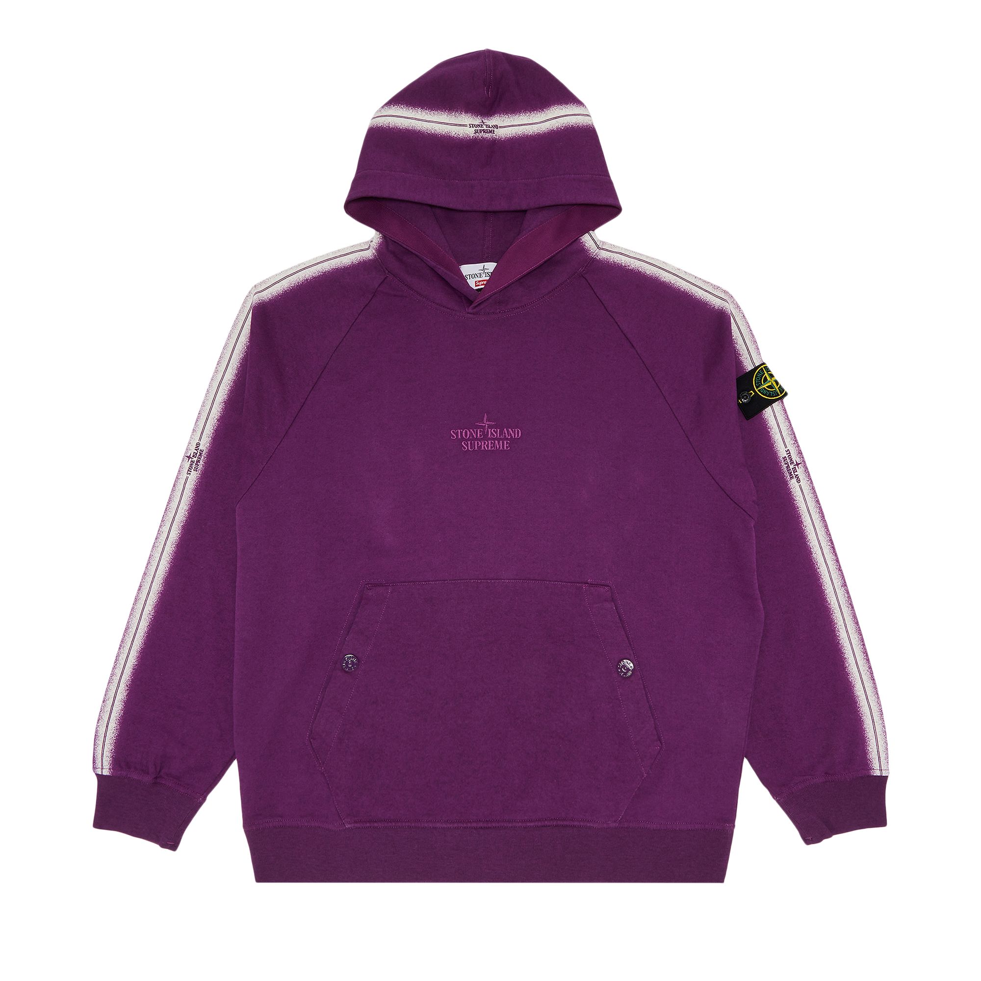 Supreme x Stone Island Stripe Hooded Sweatshirt 'Purple' | Men's Size L