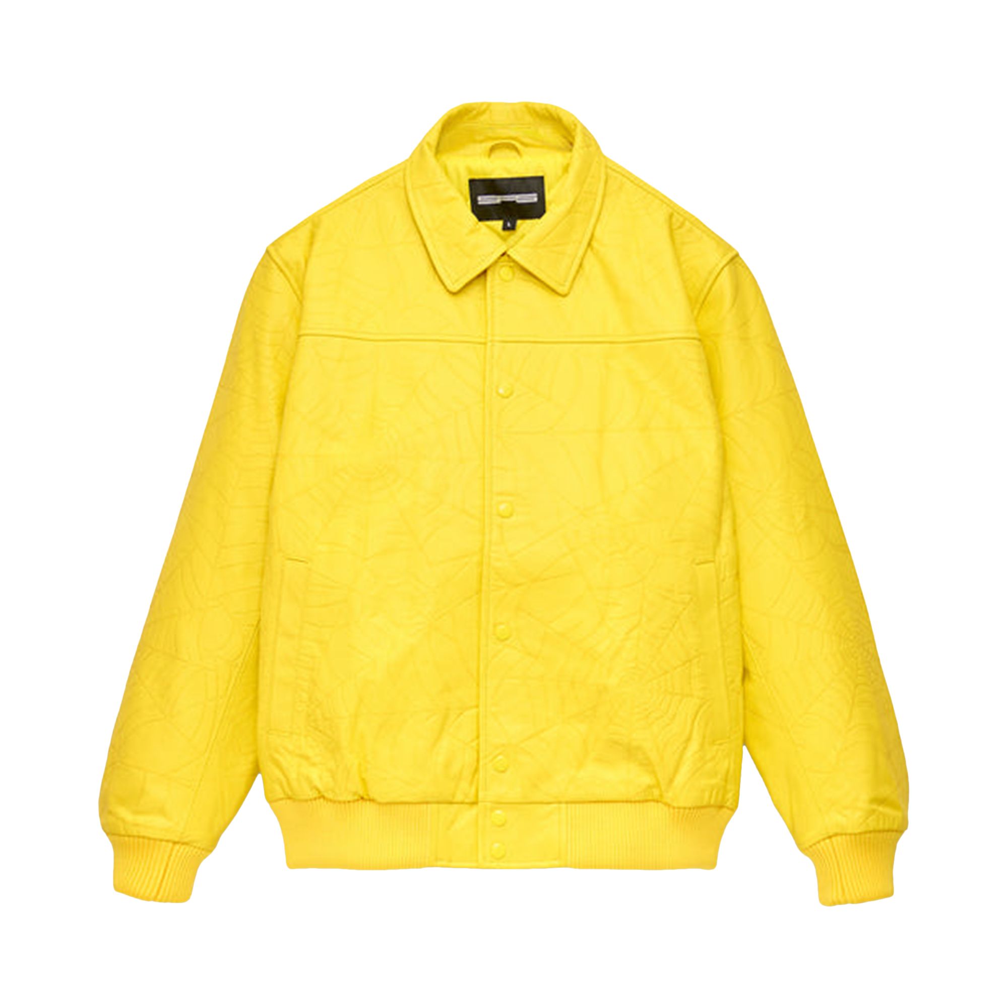 Pre-owned Sp5der Debossed Web Leather Jacket 'yellow'