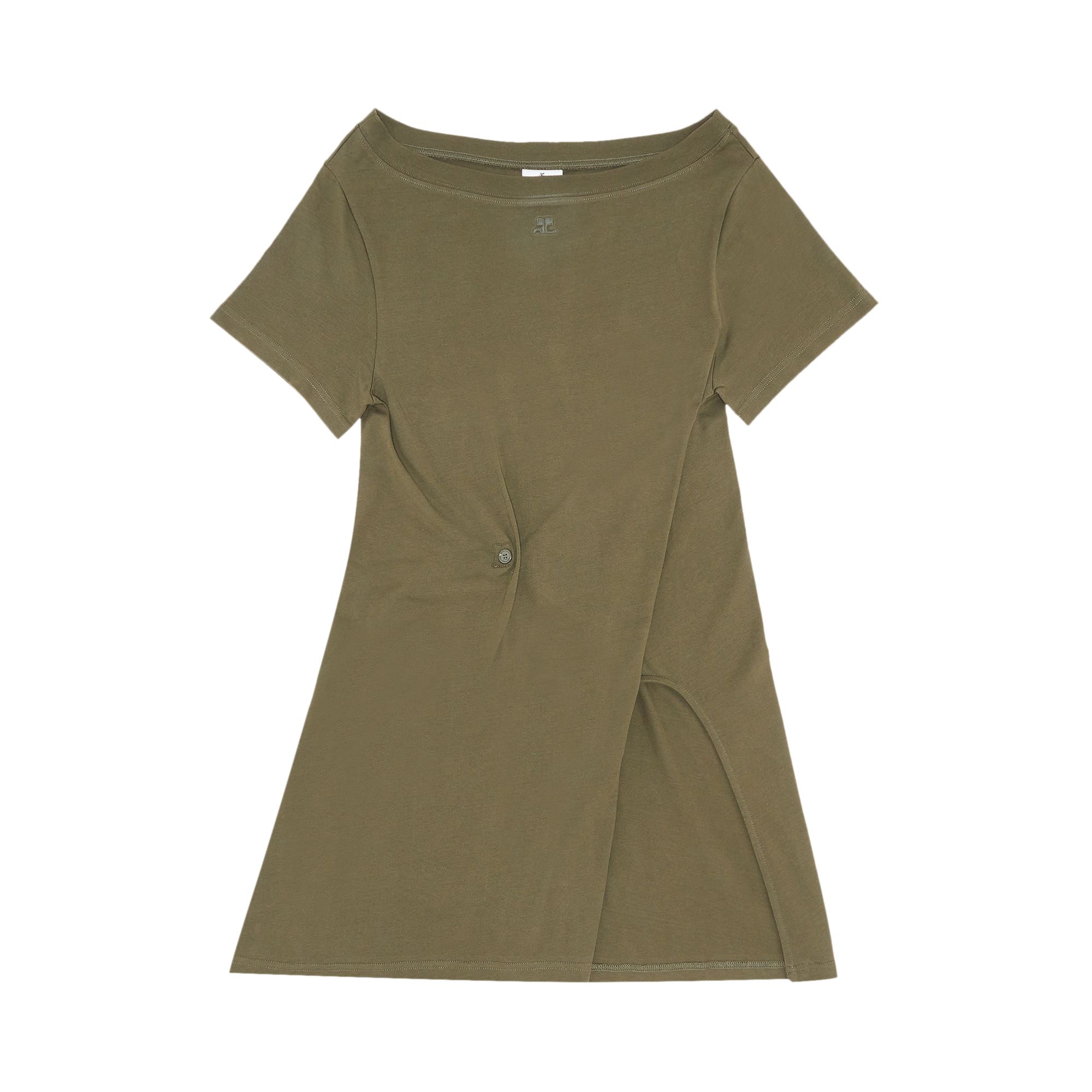 Pre-owned Courrèges Boat Neck Body Mini Dress 'camouflage' | Green | Women's Size Xs