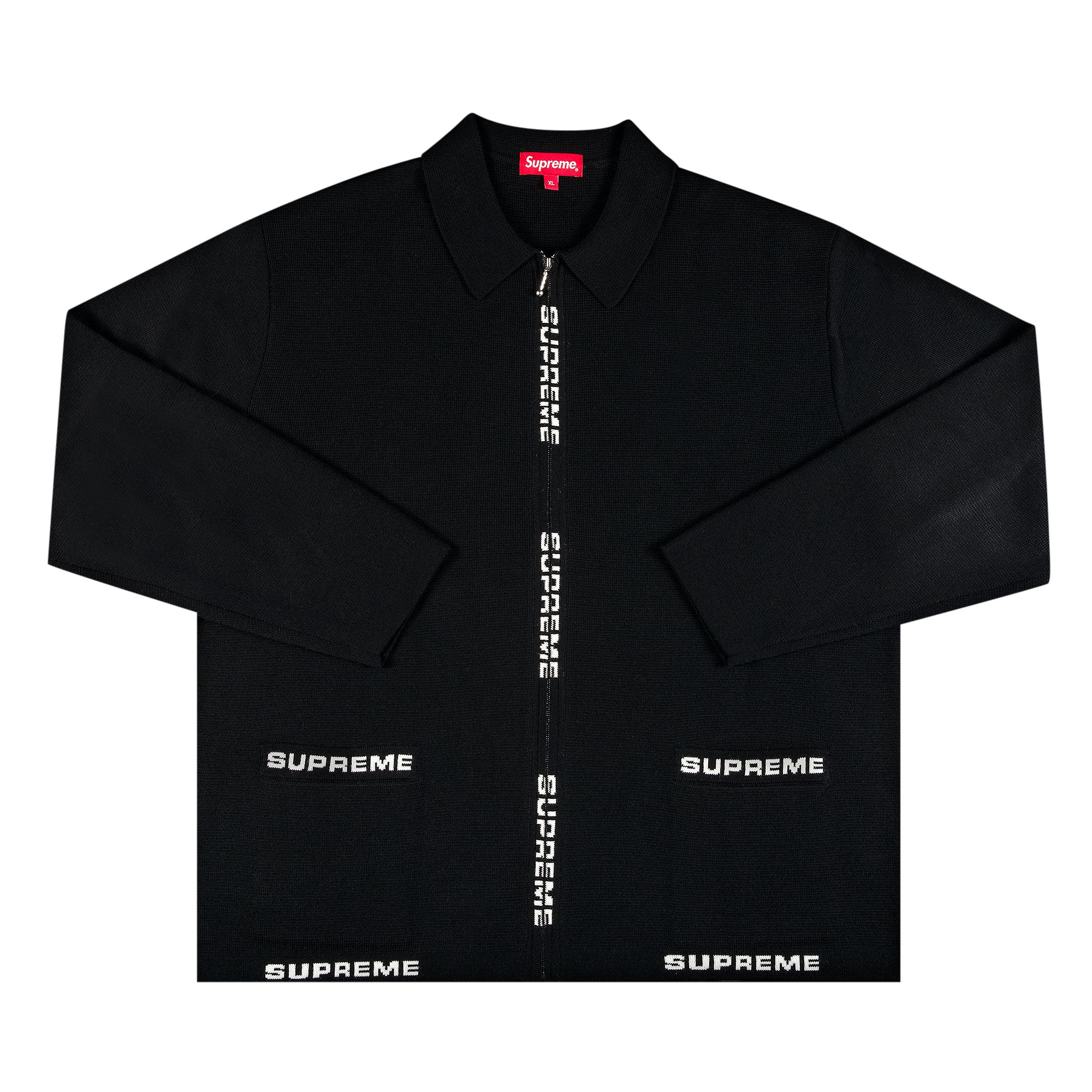 Supreme Logo Trim Zip Up Cardigan 'Black' | Men's Size M