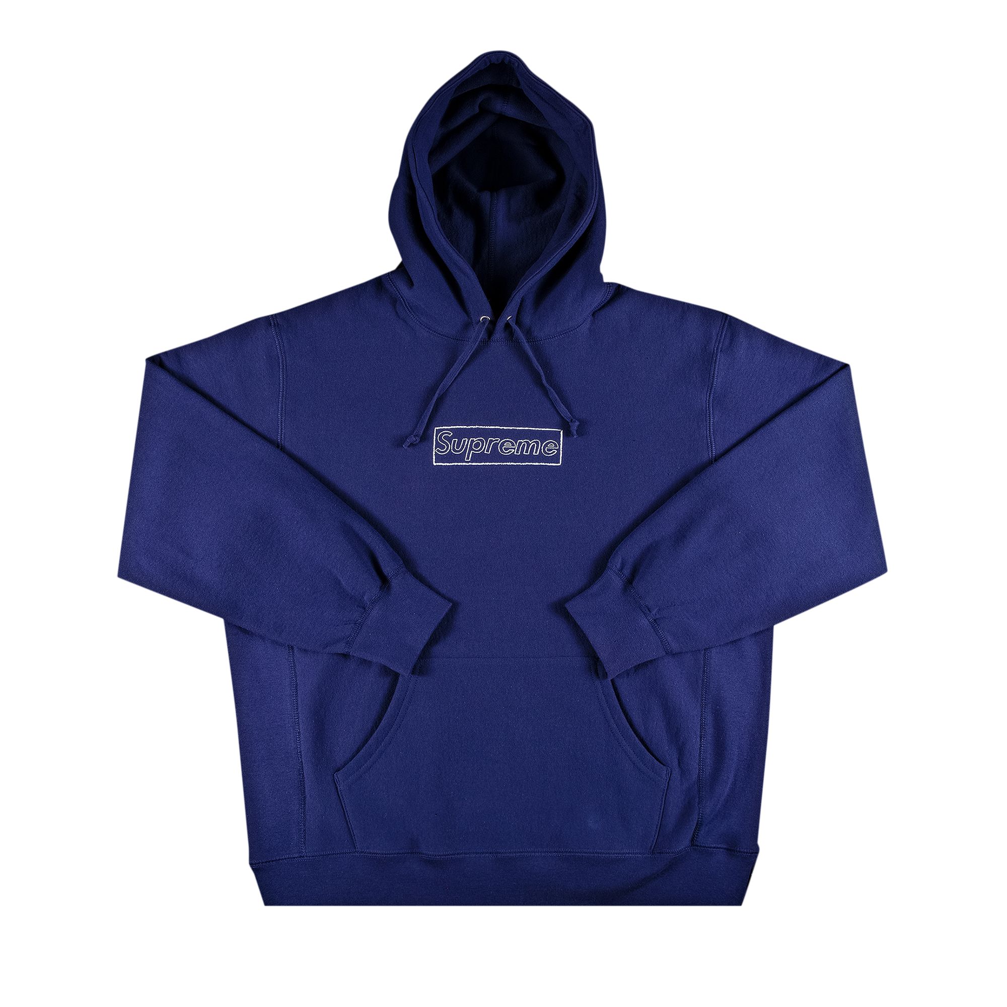 Supreme x KAWS Chalk Logo Hooded Sweatshirt 'Washed Navy' | Blue | Men's Size S