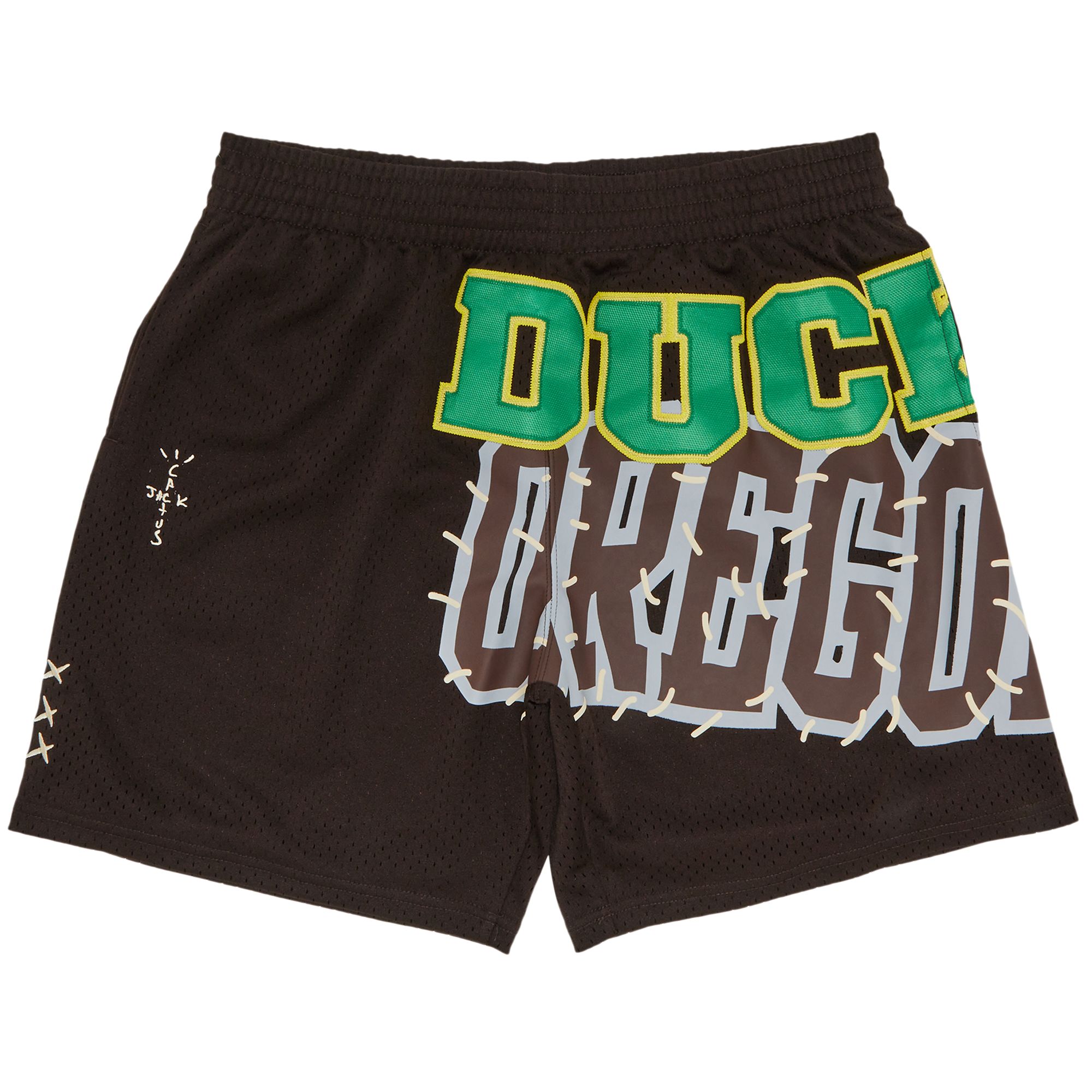 Pre-owned Cactus Jack By Travis Scott X Mitchell & Ness University Of Oregon Shorts 'brown'