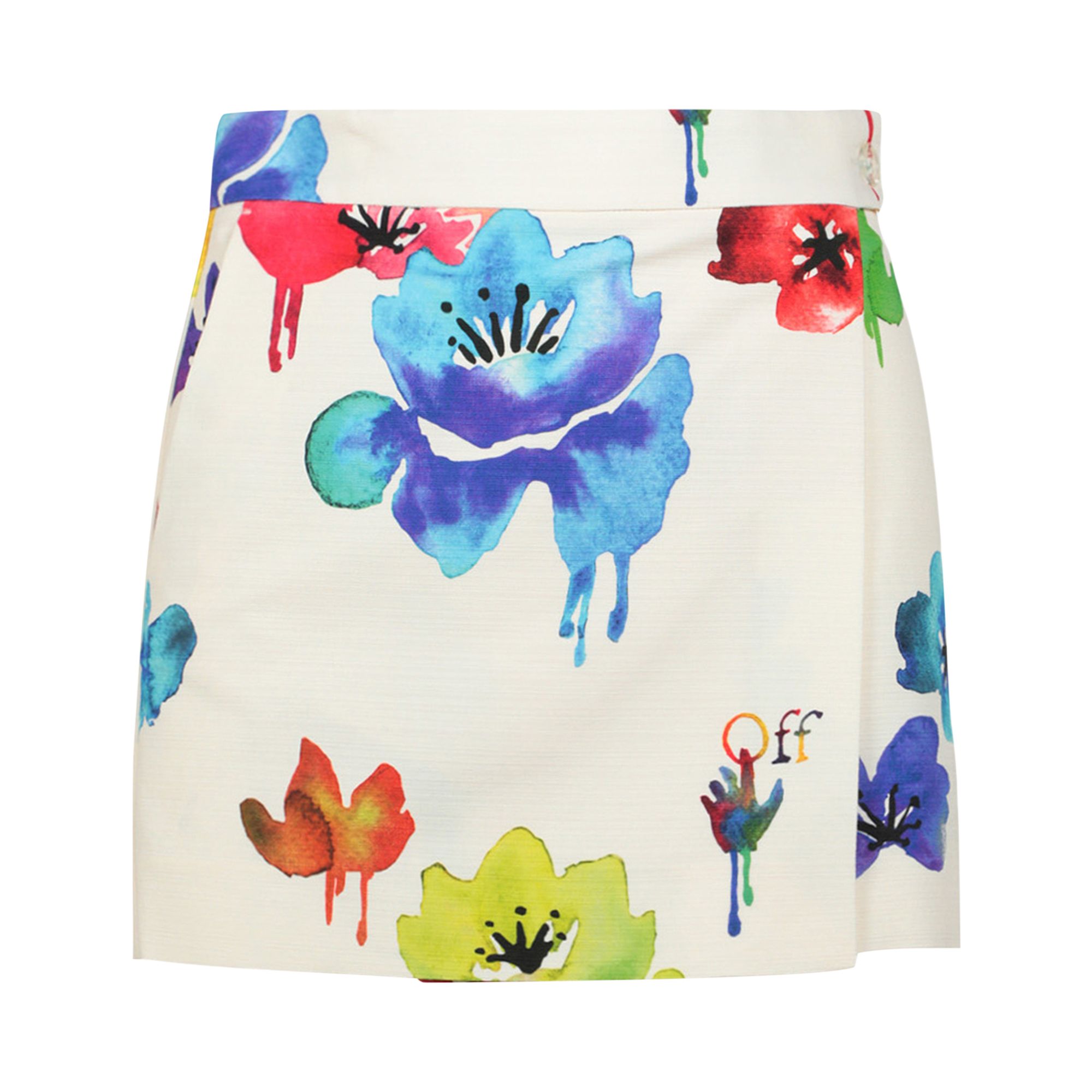 Off-White Floral Mini Skirt 'White/Multicolor' | Women's Size 38