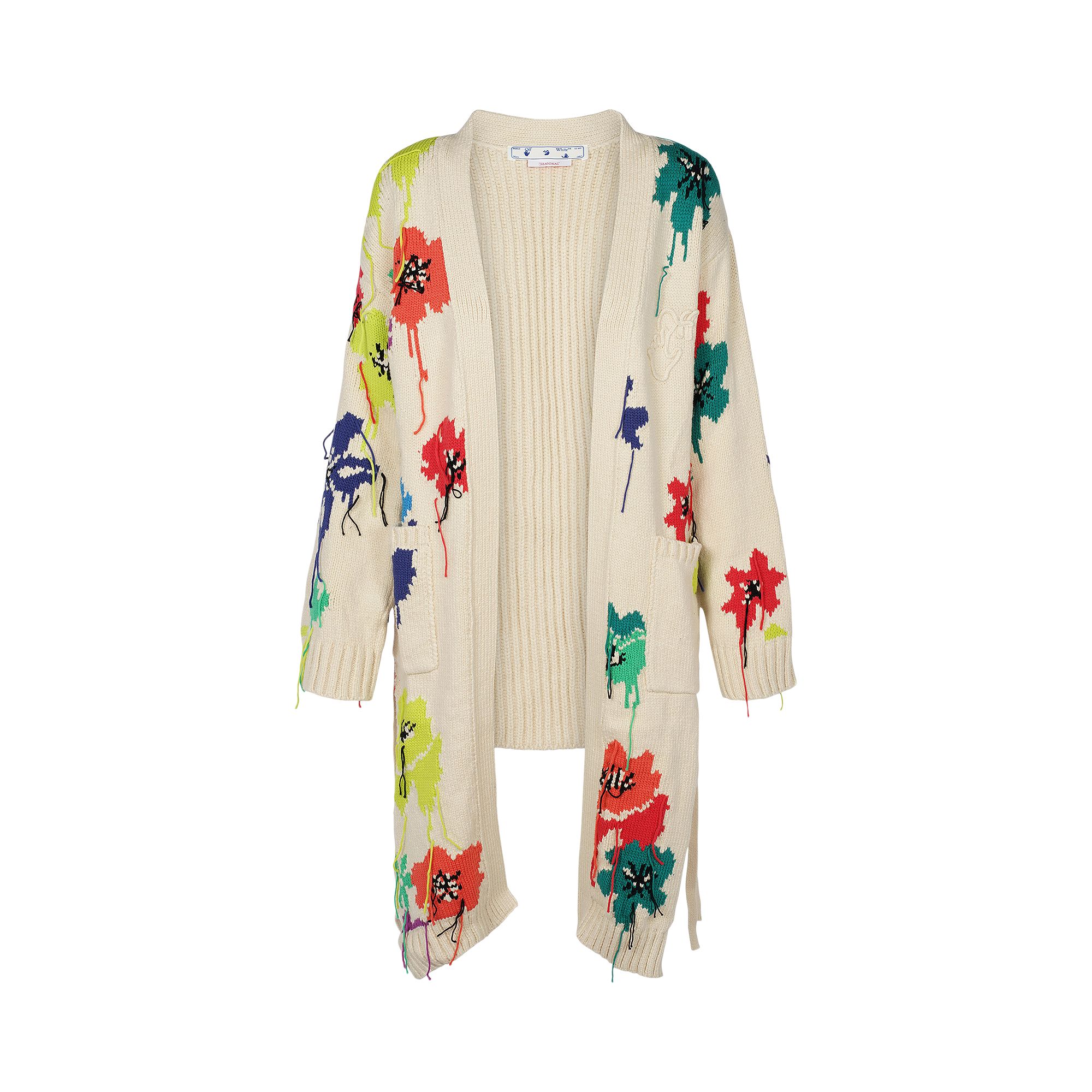 Off-White Knitted Floral Cardigan 'White/Multicolor' | Women's Size 44