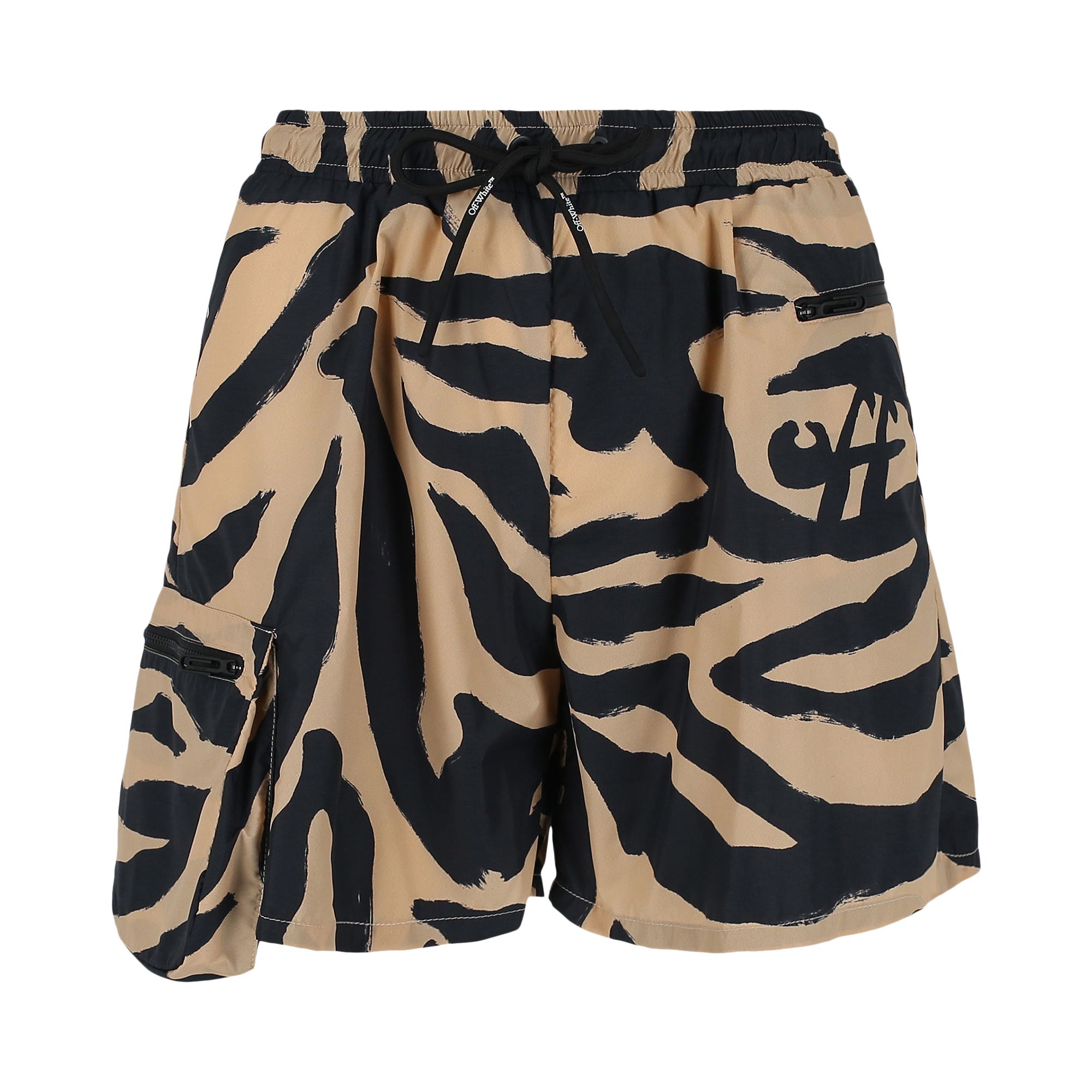 Off-White Athl Zebra Nylon Shorts 'Beige/Black' | Multi-Color | Women's Size 40