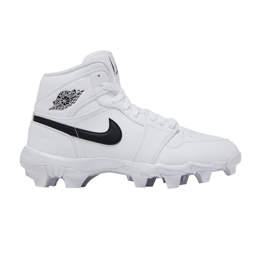 Pre-owned Air Jordan Jordan 1 Mid Cleat Gs 'white Black' | Kid's Size 12