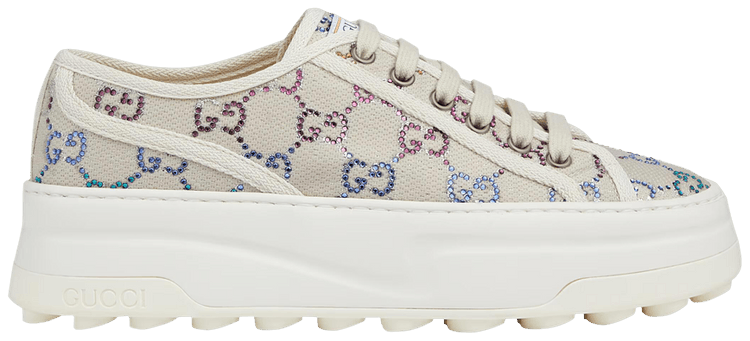 Size 6.0 Gucci Wmns GG Sneaker Off White Crystals