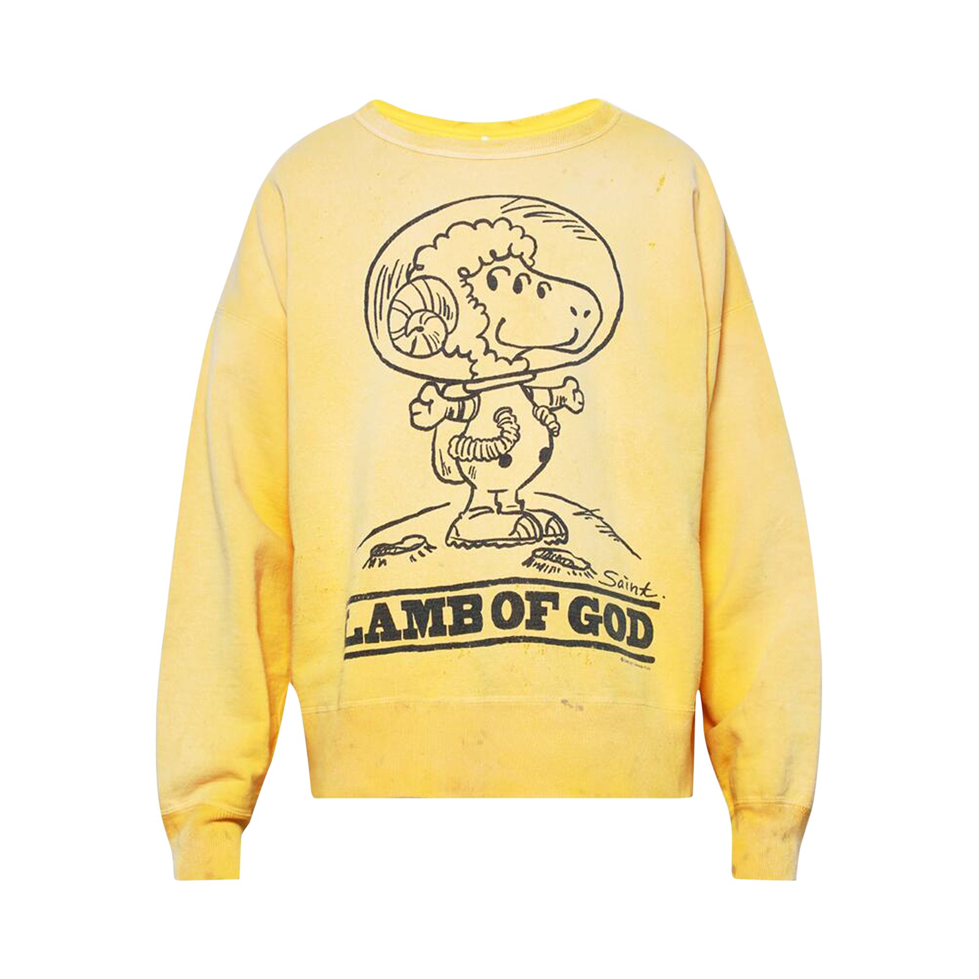 Pre-owned Saint Mxxxxxx Roundneck Graphic Sweatshirt 'yellow' | Men's Size Xl