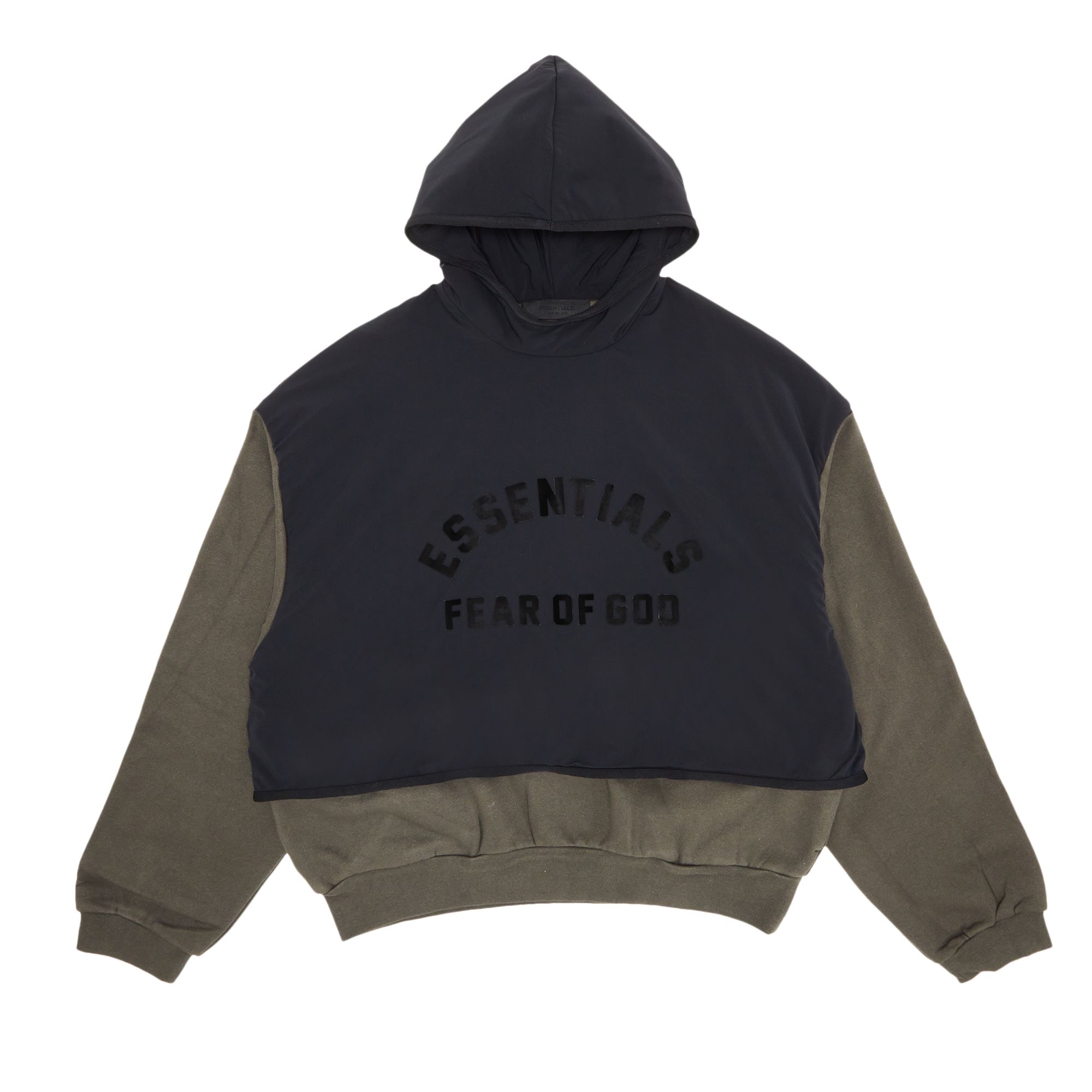 Fear of God Essentials Nylon Fleece Hooded Sweater 'Ink/Jet Black' | Men's Size 2XL