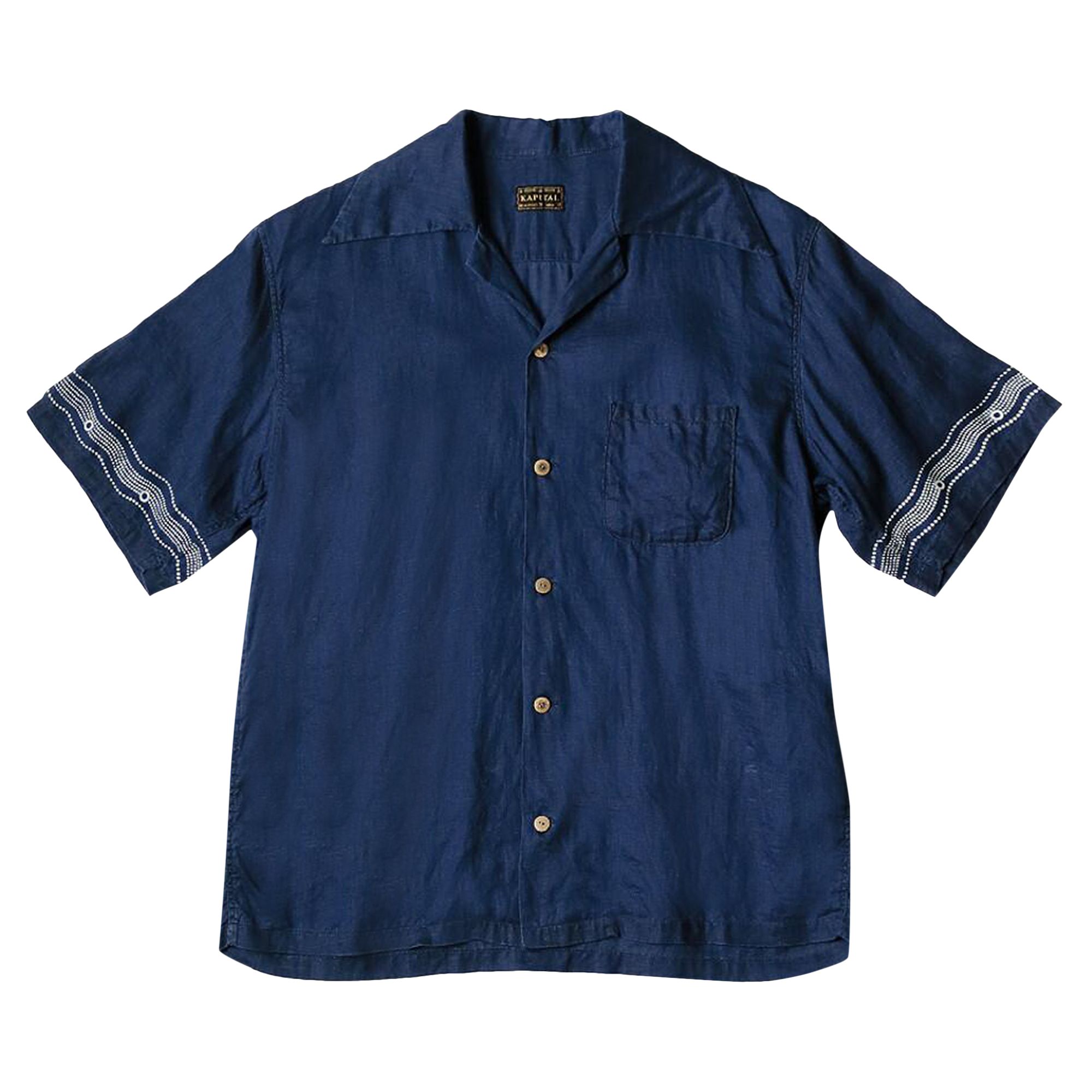 Pre-owned Kapital Soufflemon Wrangle Collar Aloha Shirt 'indigo' | Blue | Men's Size 3