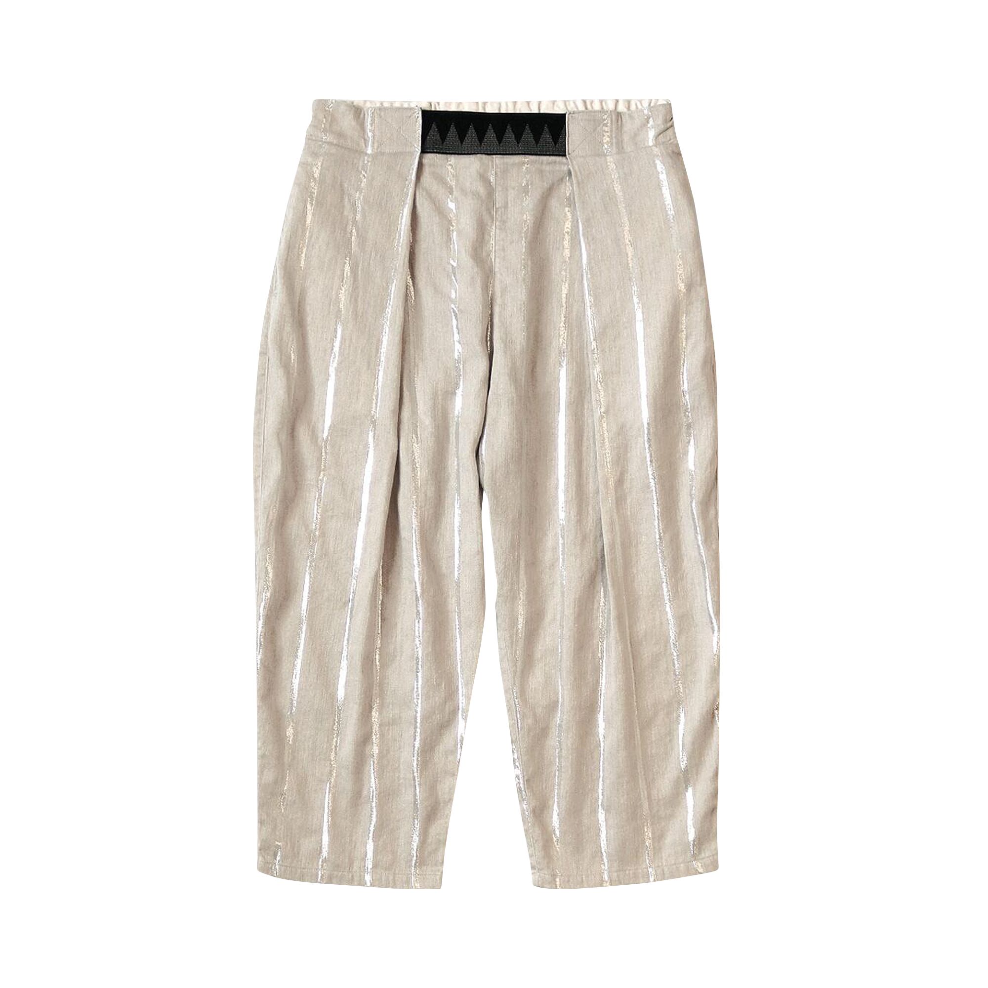 Pre-owned Kapital Linen Glitter Phillies Stripe Easy Beach Go Pants 'ecru' | White | Men's Size 2