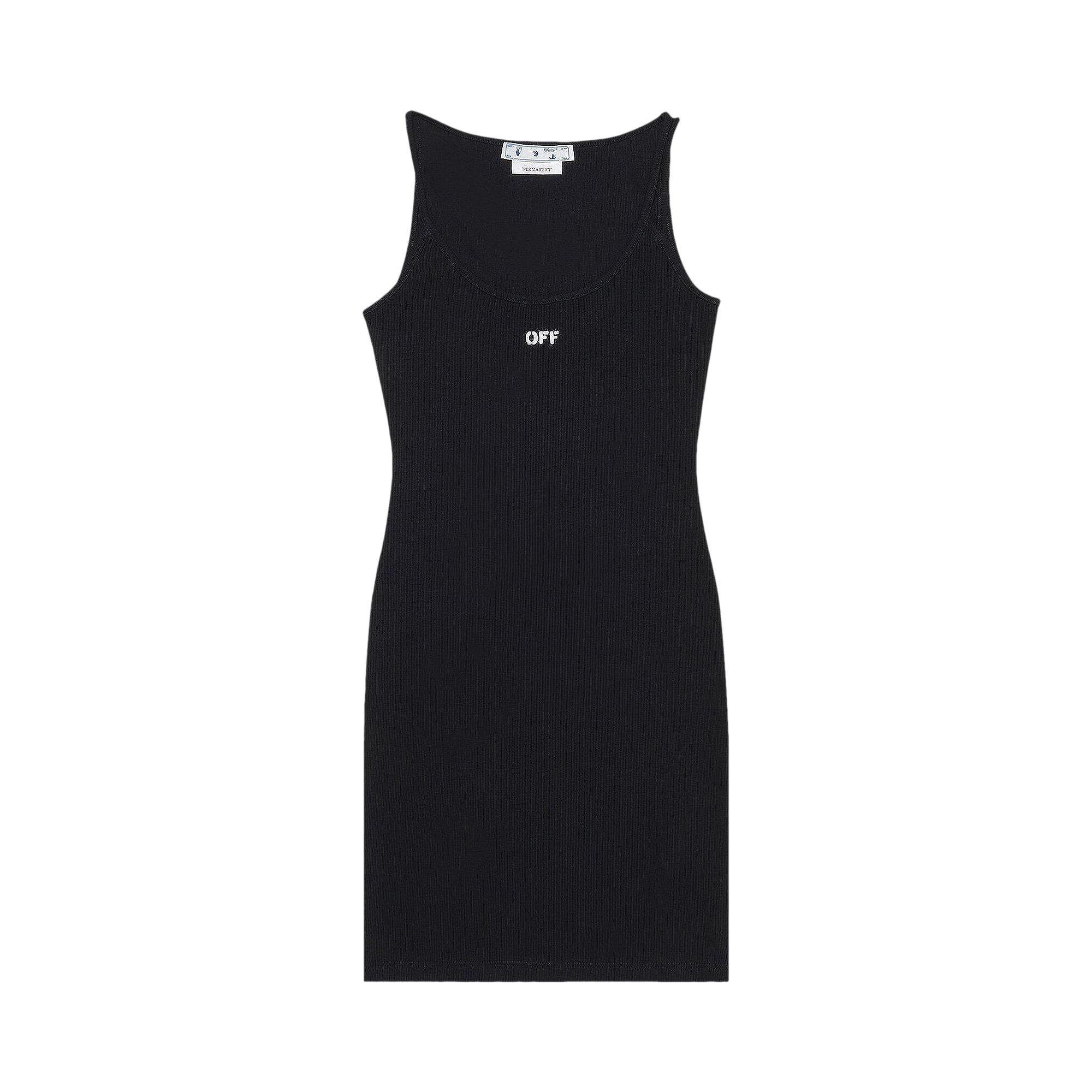 Pre-owned Off-white Off Stamp Rib Basic Tank Dress 'black/white' | Women's Size 38
