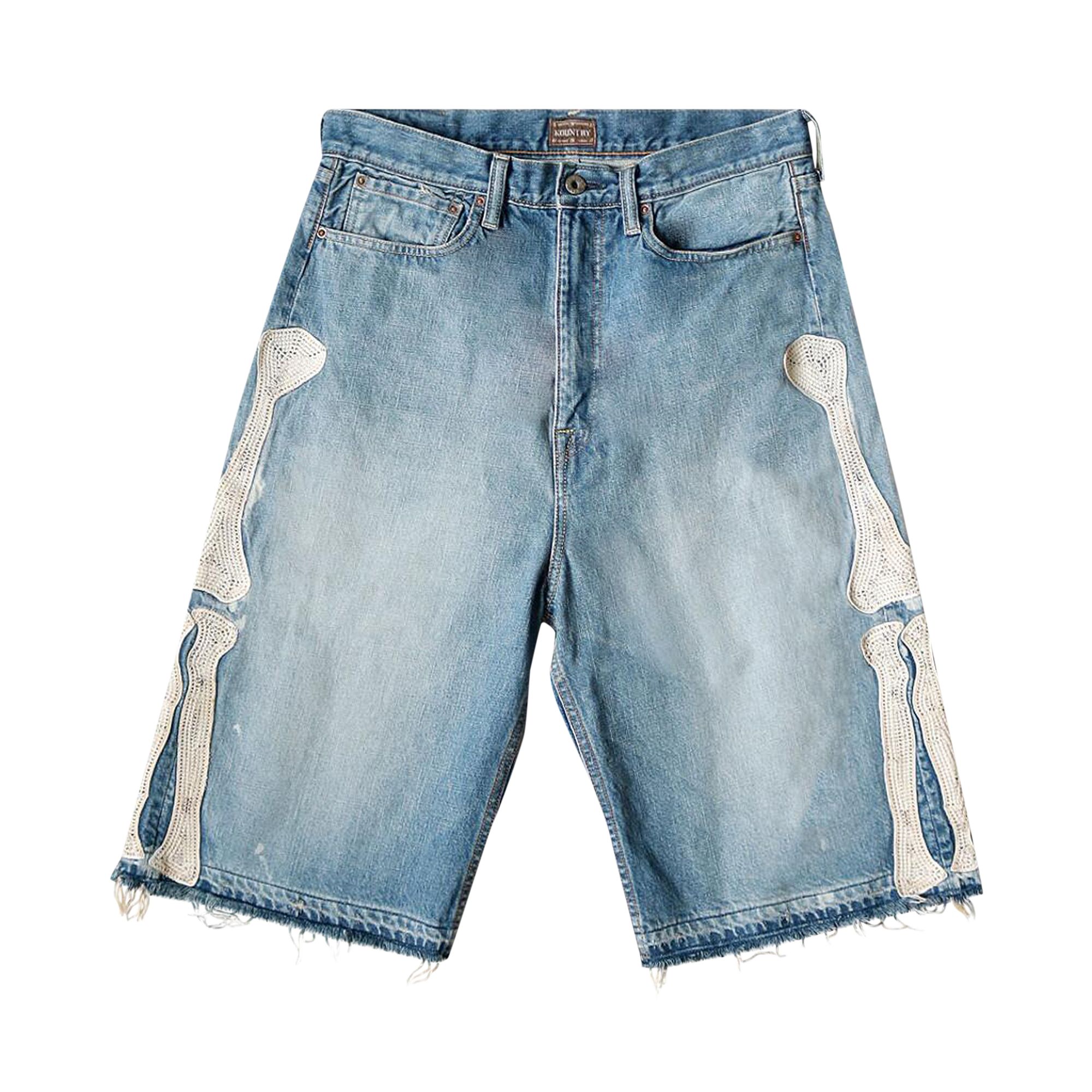 Pre-owned Kapital Bone Denim Shorts 'indigo Processing' | Blue | Men's Size 34
